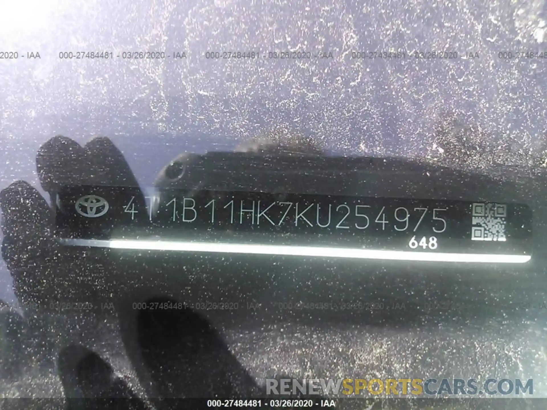 9 Photograph of a damaged car 4T1B11HK7KU254975 TOYOTA CAMRY 2019