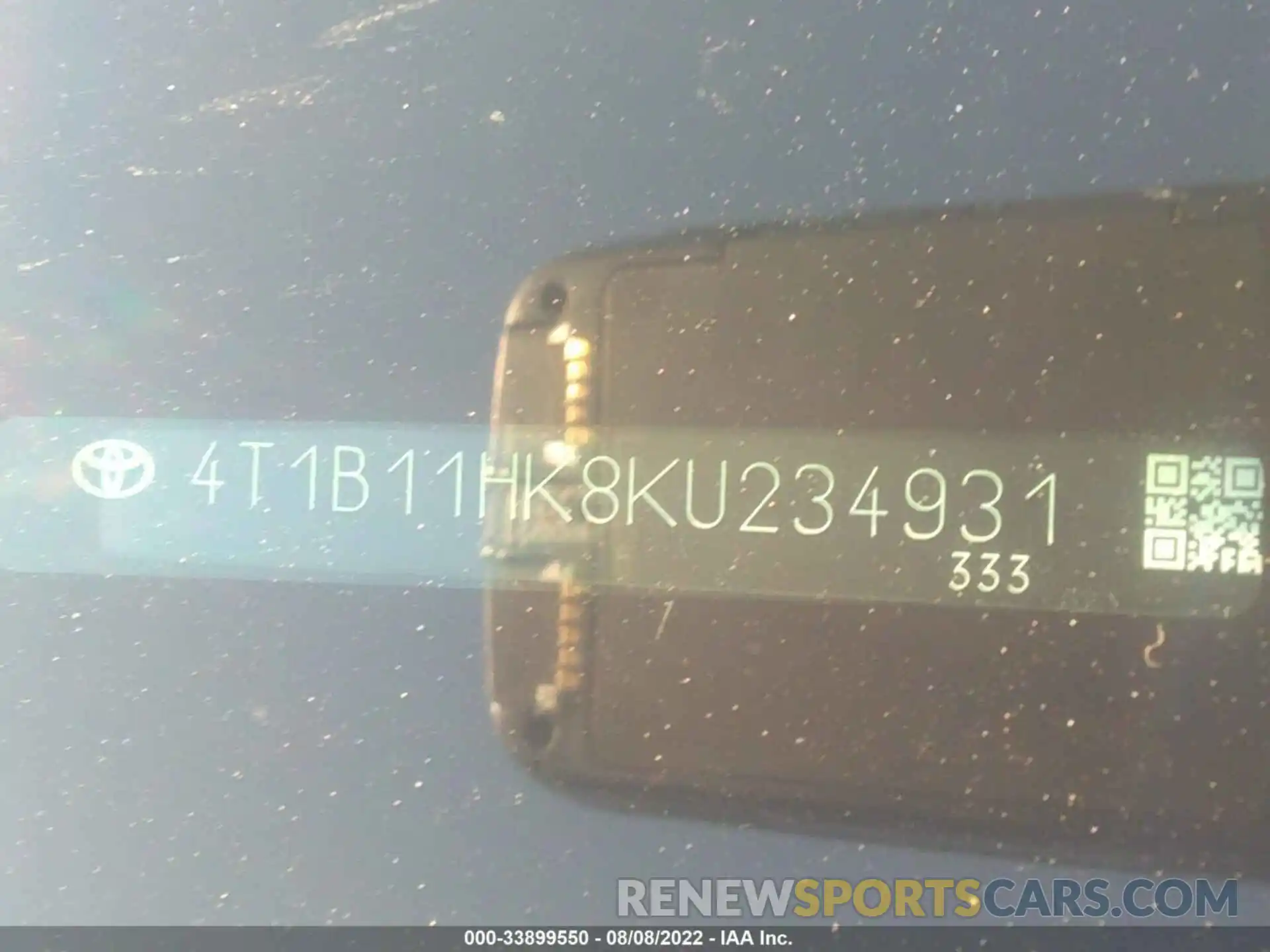 9 Photograph of a damaged car 4T1B11HK8KU234931 TOYOTA CAMRY 2019