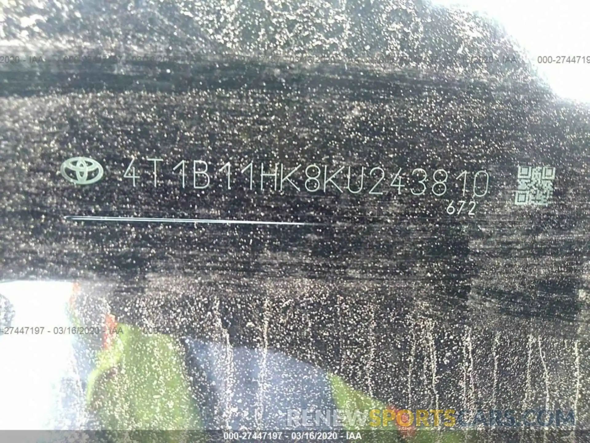 9 Photograph of a damaged car 4T1B11HK8KU243810 TOYOTA CAMRY 2019