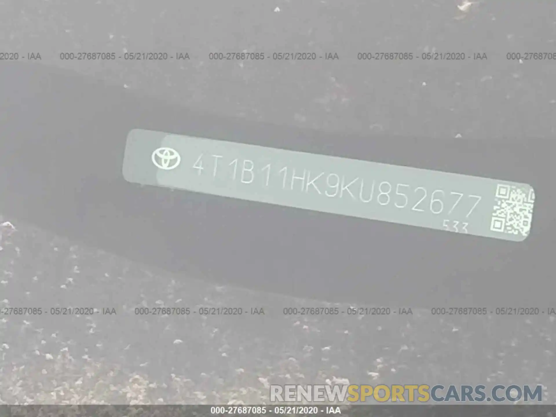 9 Photograph of a damaged car 4T1B11HK9KU852677 TOYOTA CAMRY 2019