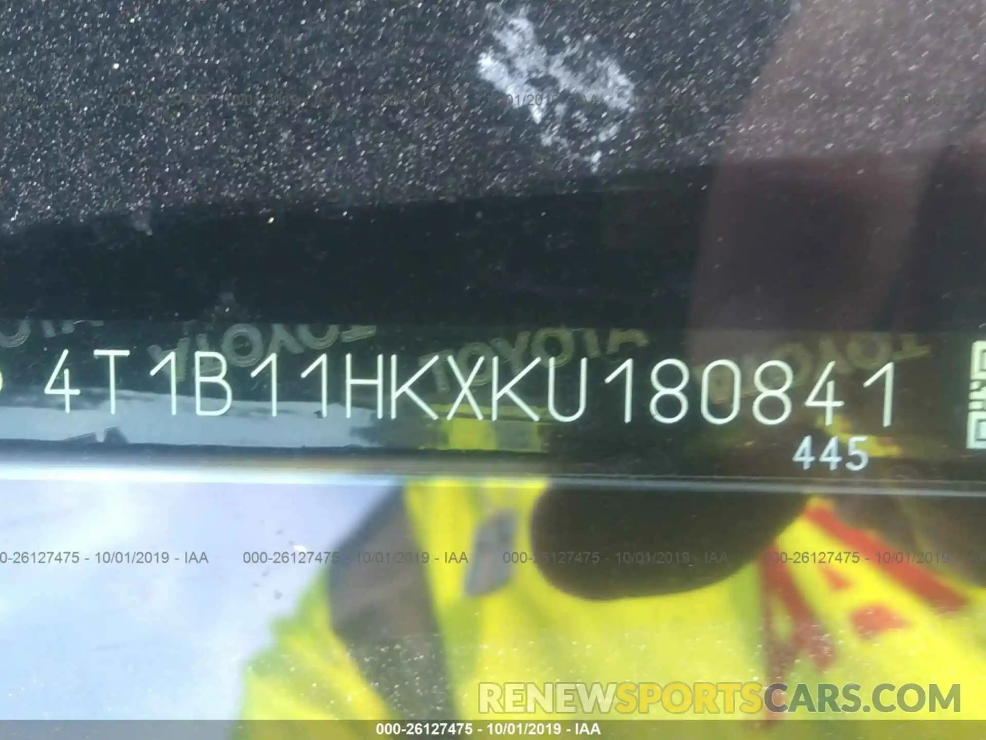 9 Photograph of a damaged car 4T1B11HKXKU180841 TOYOTA CAMRY 2019