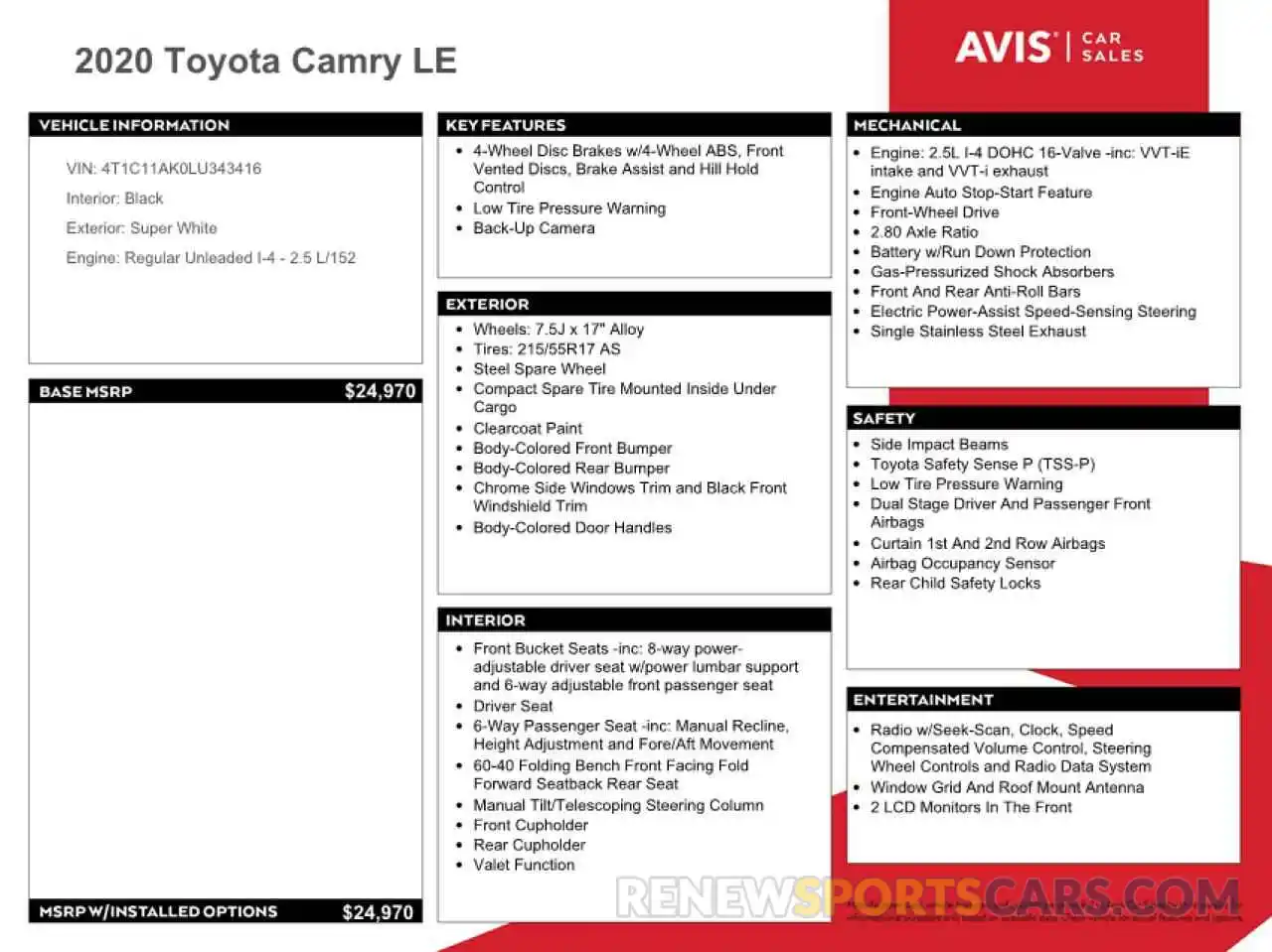 12 Photograph of a damaged car 4T1C11AK0LU343416 TOYOTA CAMRY 2020