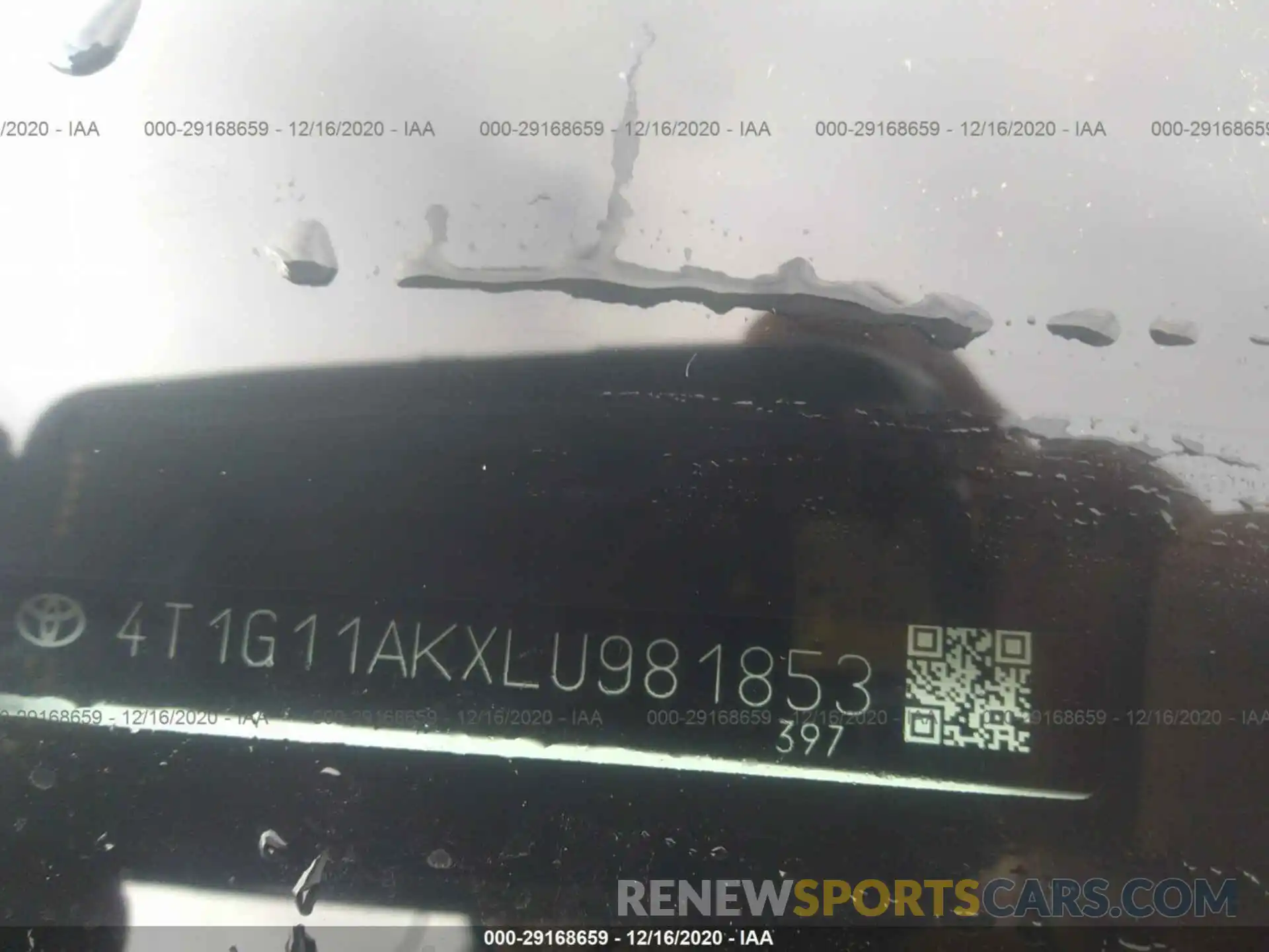 9 Photograph of a damaged car 4T1G11AKXLU981853 TOYOTA CAMRY 2020