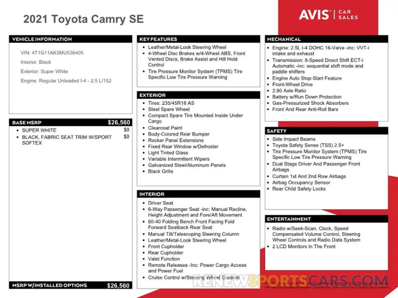 10 Photograph of a damaged car 4T1G11AK3MU536405 TOYOTA CAMRY 2021