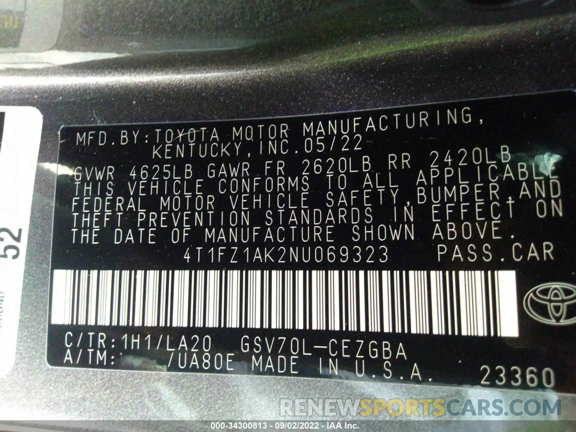 9 Photograph of a damaged car 4T1FZ1AK2NU069323 TOYOTA CAMRY 2022