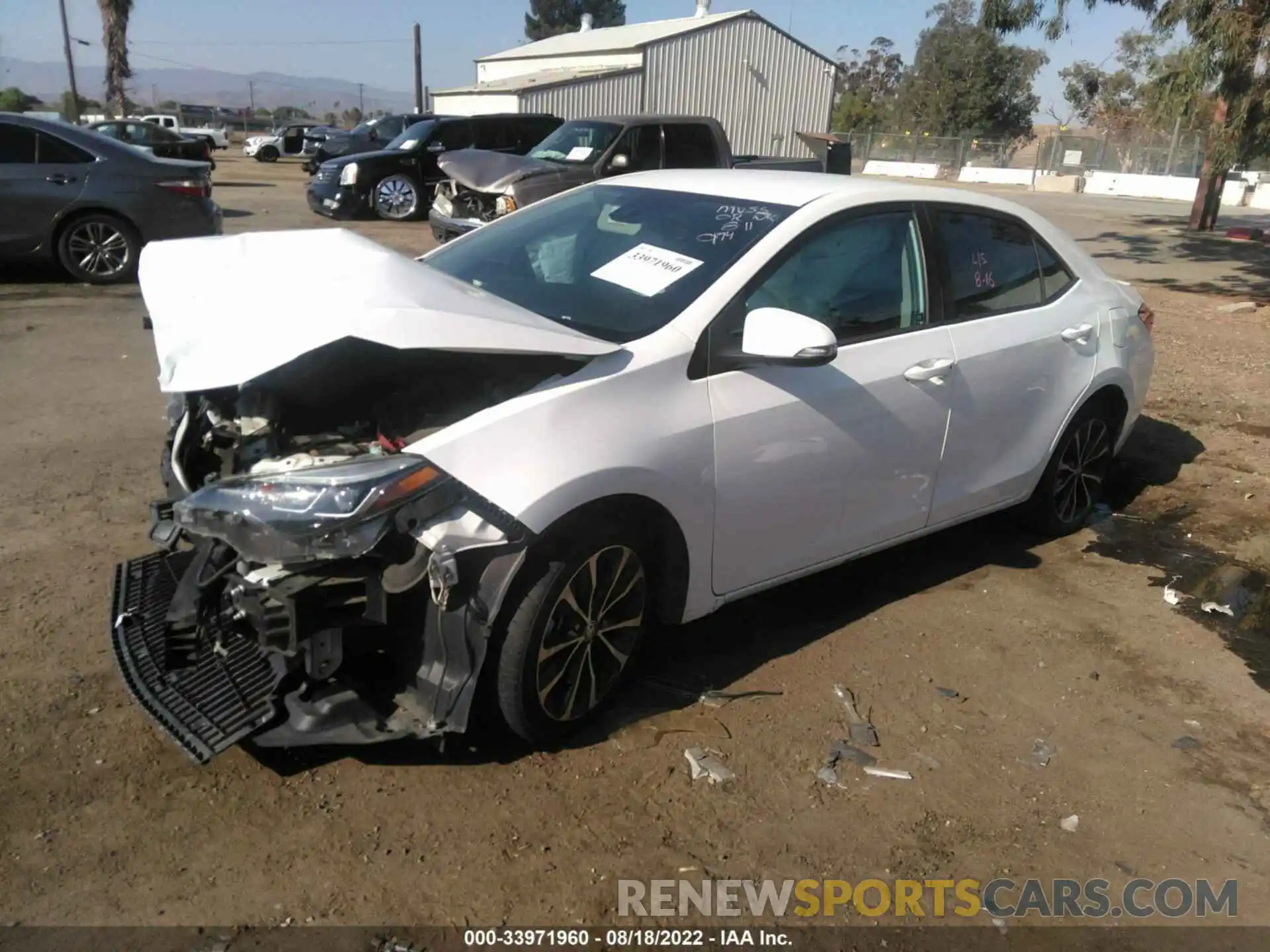 2 Photograph of a damaged car 2T1BURHE0KC160194 TOYOTA COROLLA 2019