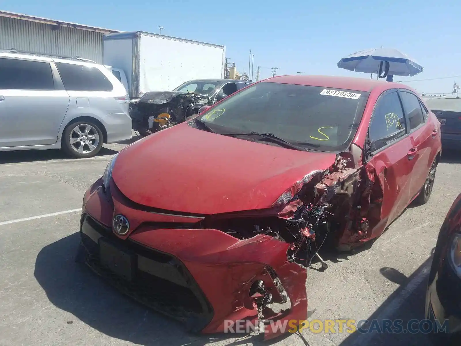 2 Photograph of a damaged car 2T1BURHE0KC165248 TOYOTA COROLLA 2019