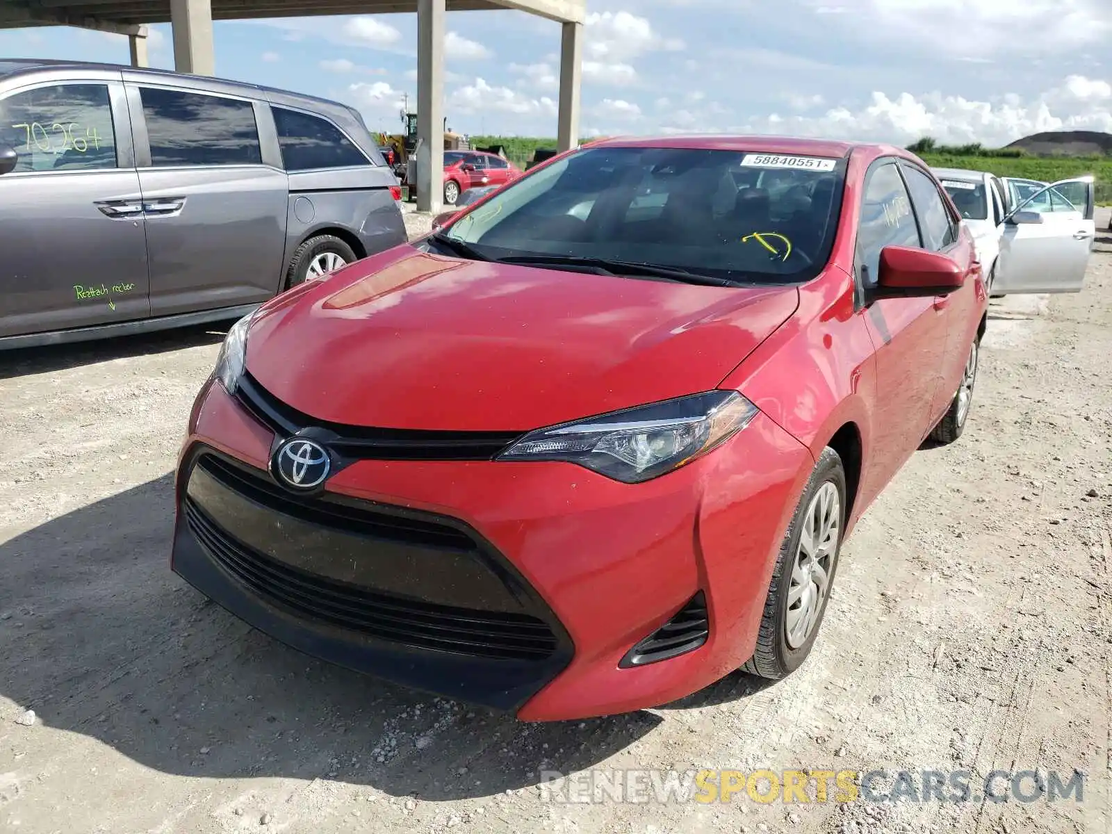 2 Photograph of a damaged car 2T1BURHE0KC195396 TOYOTA COROLLA 2019