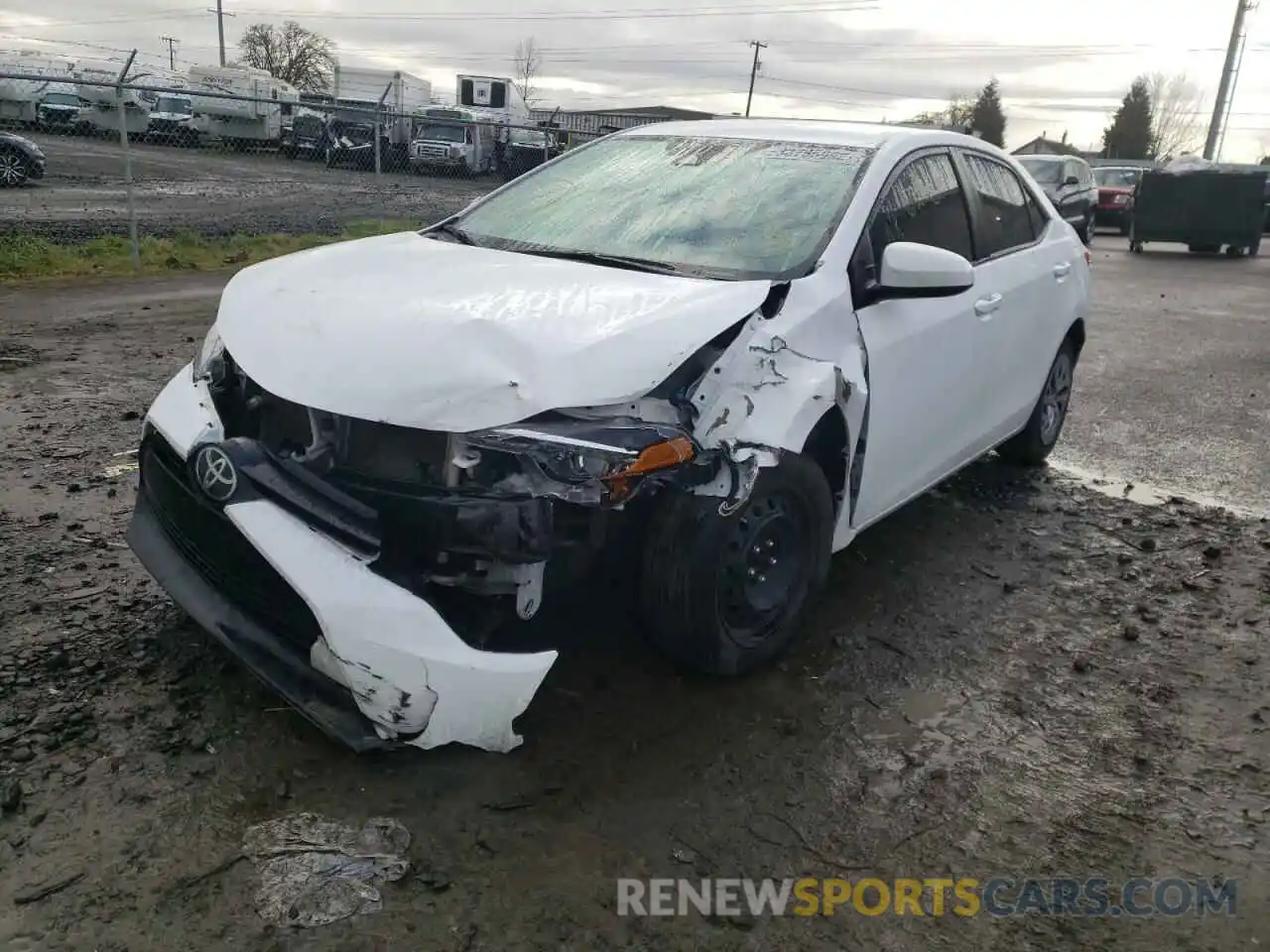 2 Photograph of a damaged car 2T1BURHE0KC203593 TOYOTA COROLLA 2019