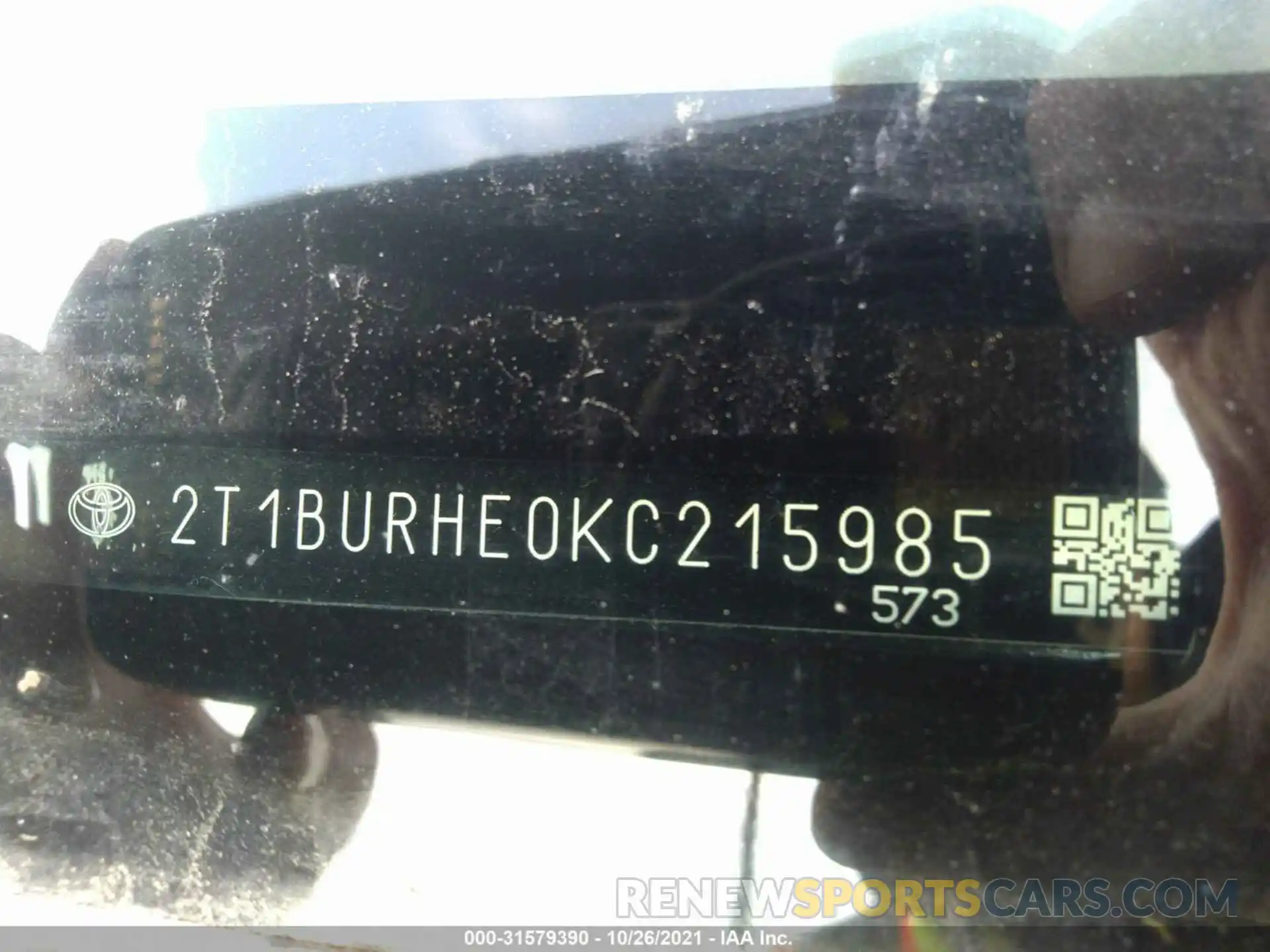 9 Фотография поврежденного автомобиля 2T1BURHE0KC215985 TOYOTA COROLLA 2019