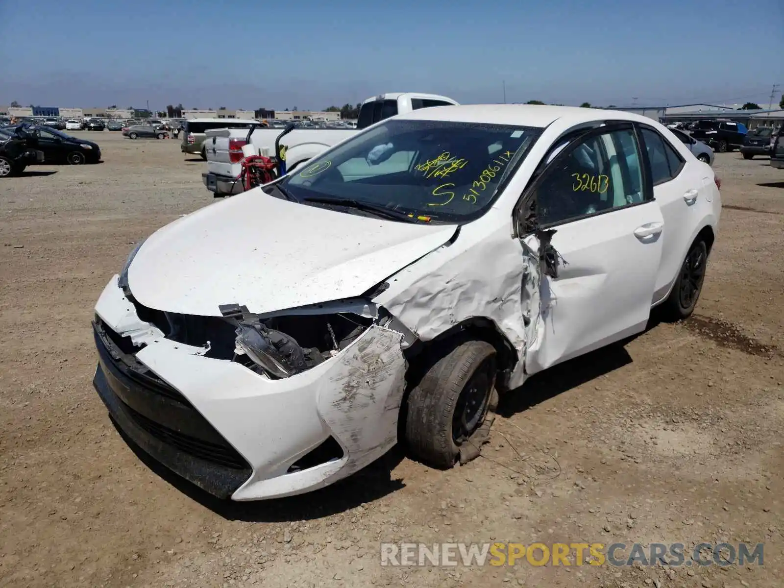 2 Photograph of a damaged car 2T1BURHE0KC218935 TOYOTA COROLLA 2019