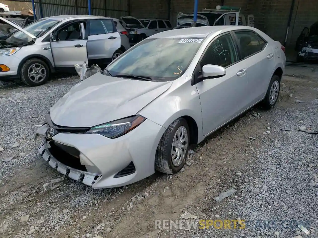 2 Photograph of a damaged car 2T1BURHE0KC219227 TOYOTA COROLLA 2019