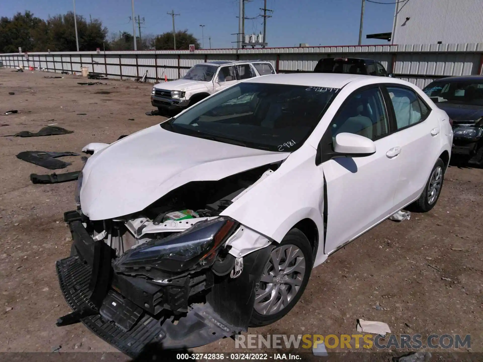 2 Photograph of a damaged car 2T1BURHE0KC232981 TOYOTA COROLLA 2019