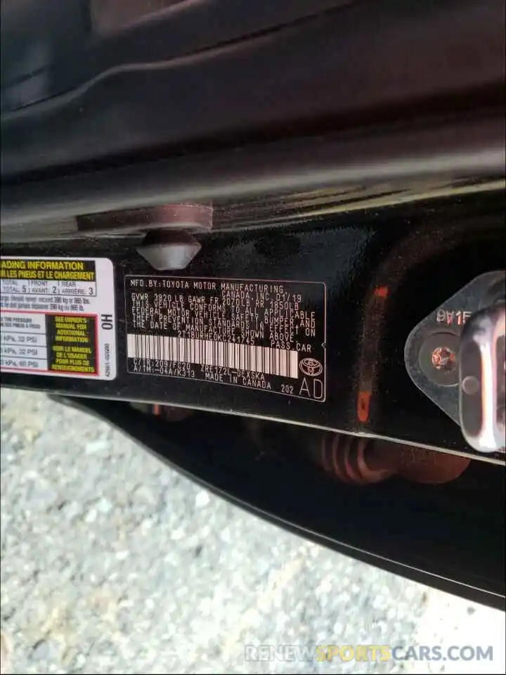 10 Photograph of a damaged car 2T1BURHE0KC241745 TOYOTA COROLLA 2019