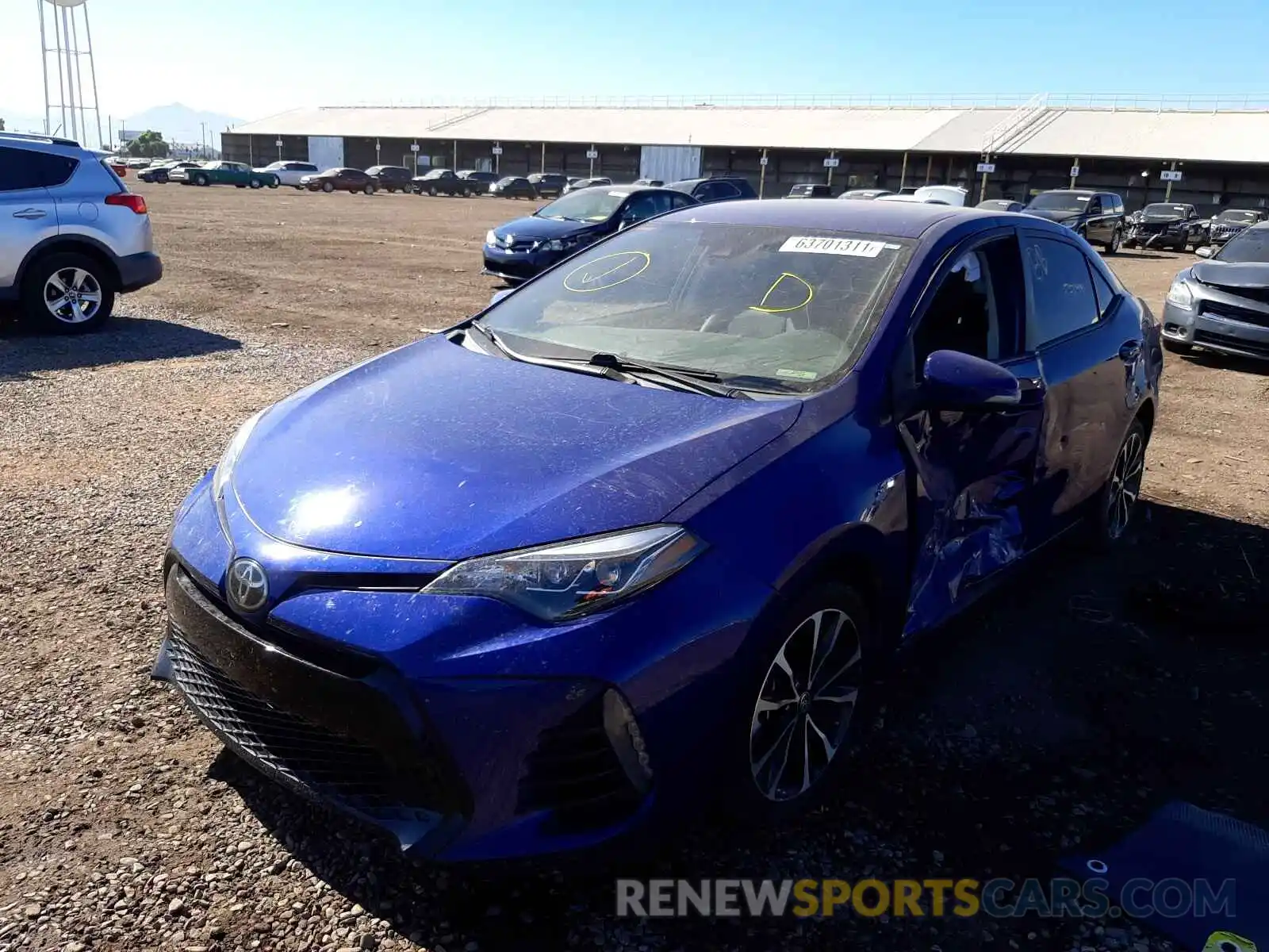 2 Photograph of a damaged car 2T1BURHE2KC177255 TOYOTA COROLLA 2019