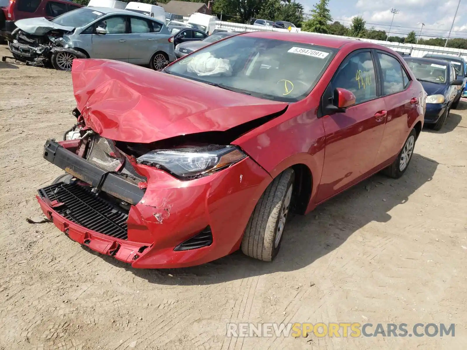 2 Photograph of a damaged car 2T1BURHE2KC181810 TOYOTA COROLLA 2019