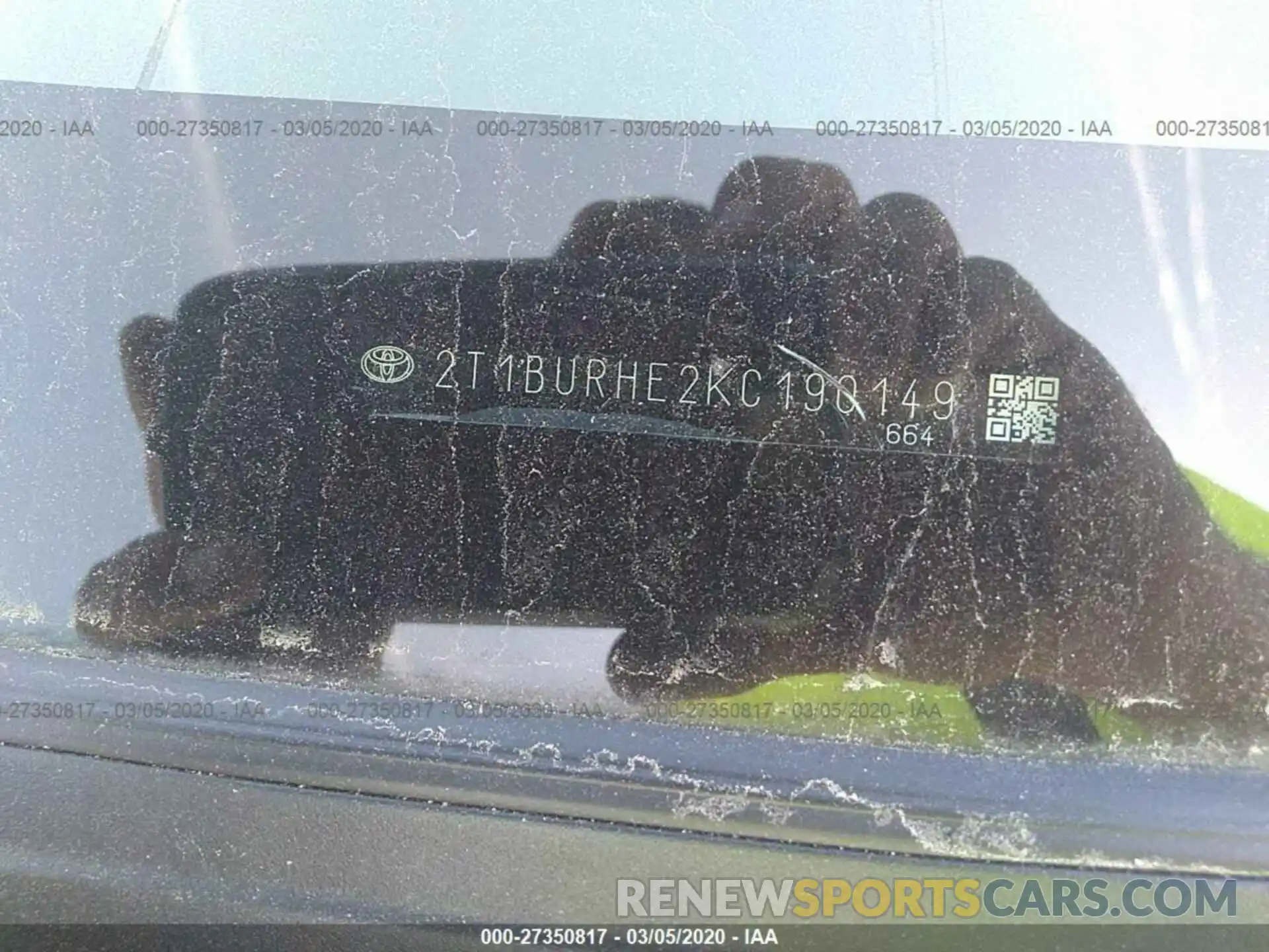 9 Photograph of a damaged car 2T1BURHE2KC190149 TOYOTA COROLLA 2019