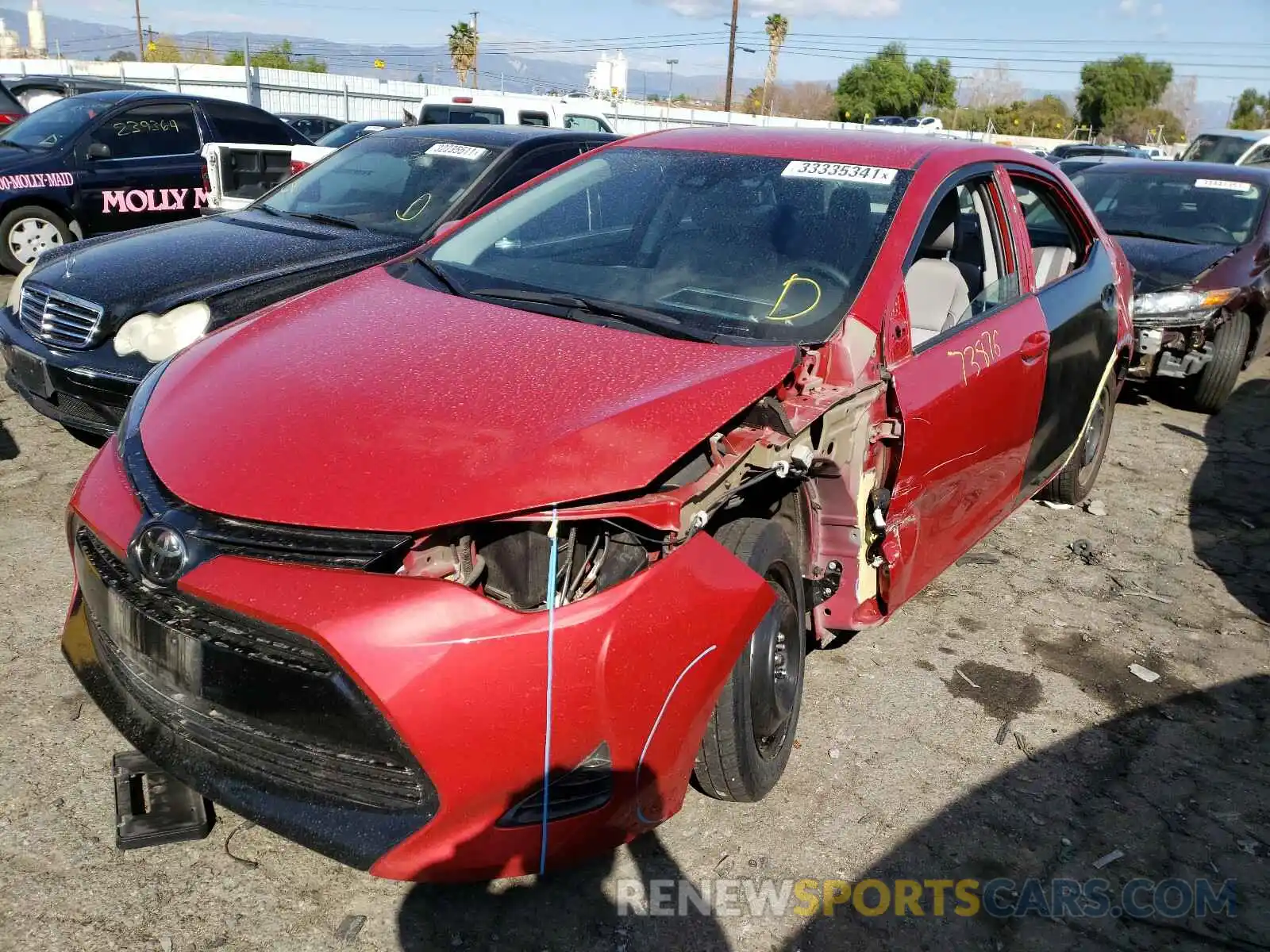 2 Photograph of a damaged car 2T1BURHE4KC163969 TOYOTA COROLLA 2019