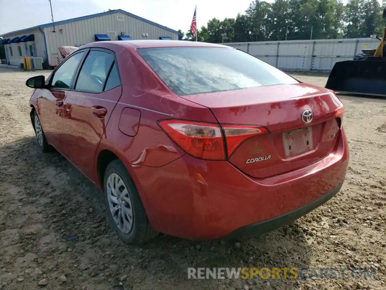 3 Photograph of a damaged car 2T1BURHE5KC209292 TOYOTA COROLLA 2019