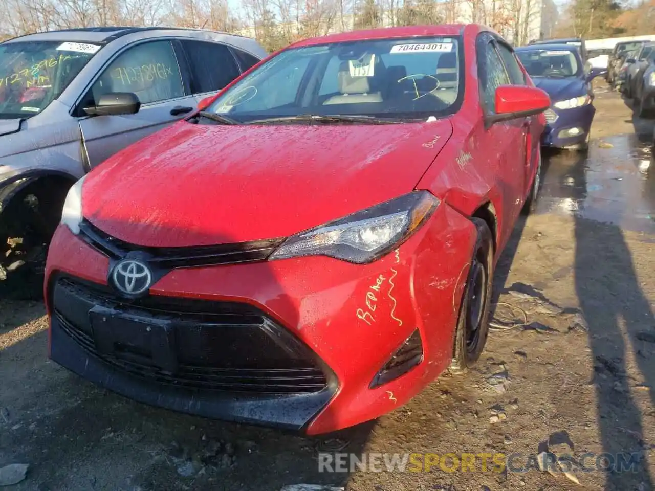 2 Photograph of a damaged car 2T1BURHE6KC125322 TOYOTA COROLLA 2019