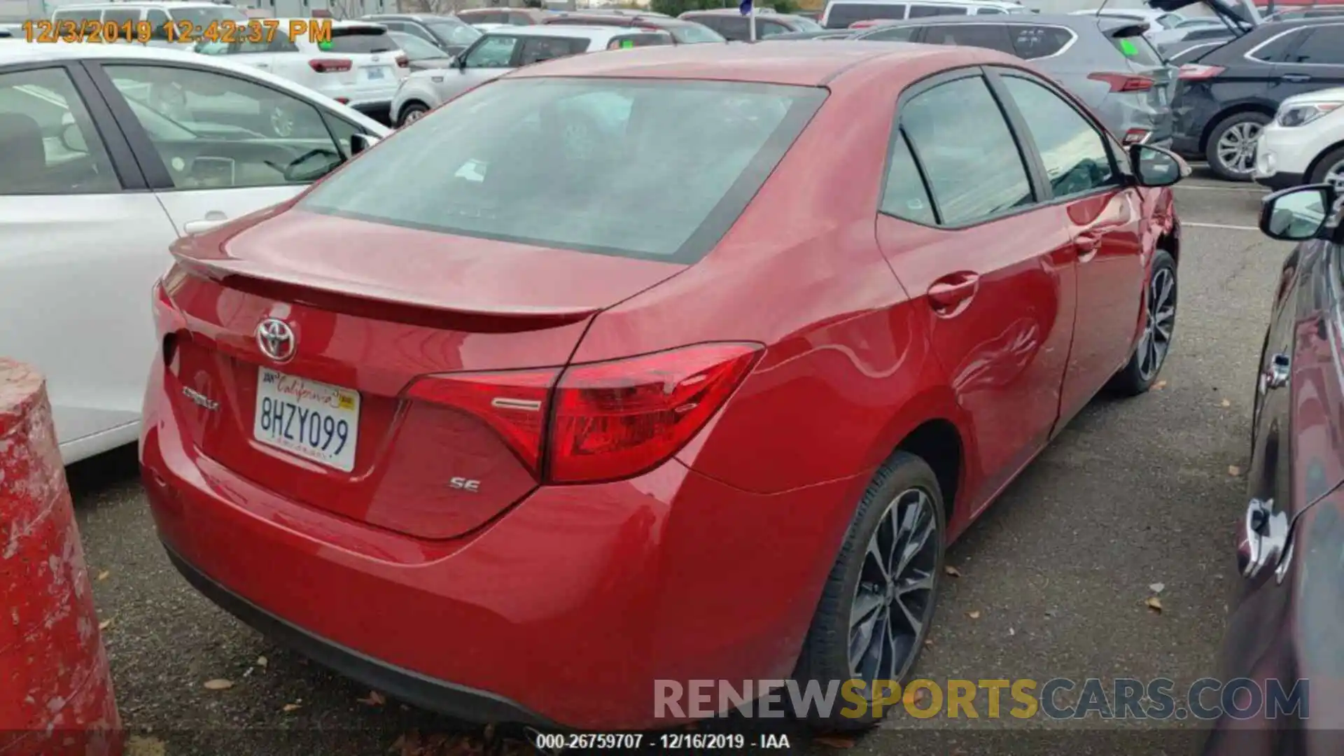 1 Photograph of a damaged car 2T1BURHE6KC231236 TOYOTA COROLLA 2019