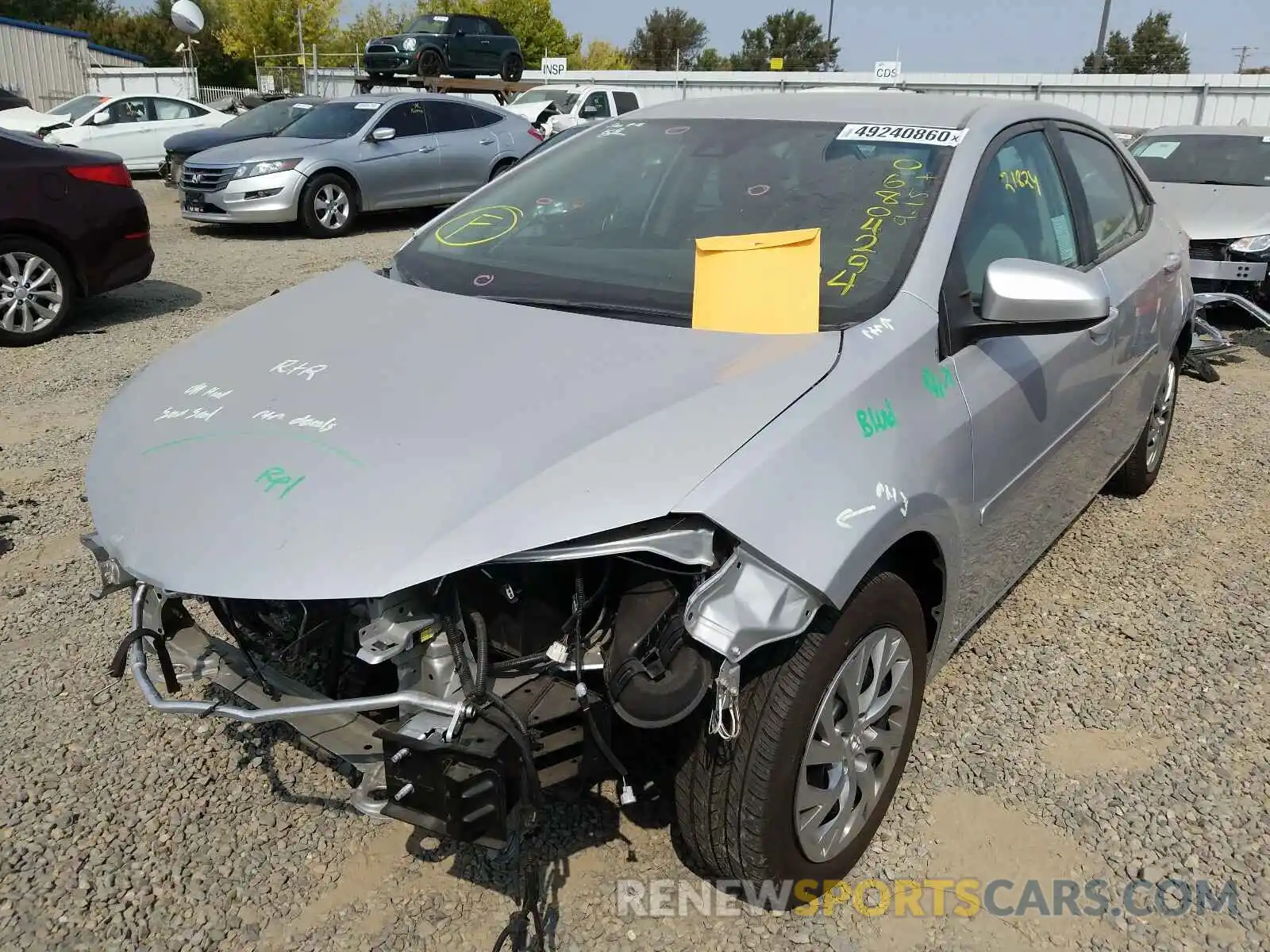 2 Photograph of a damaged car 2T1BURHE7KC187649 TOYOTA COROLLA 2019