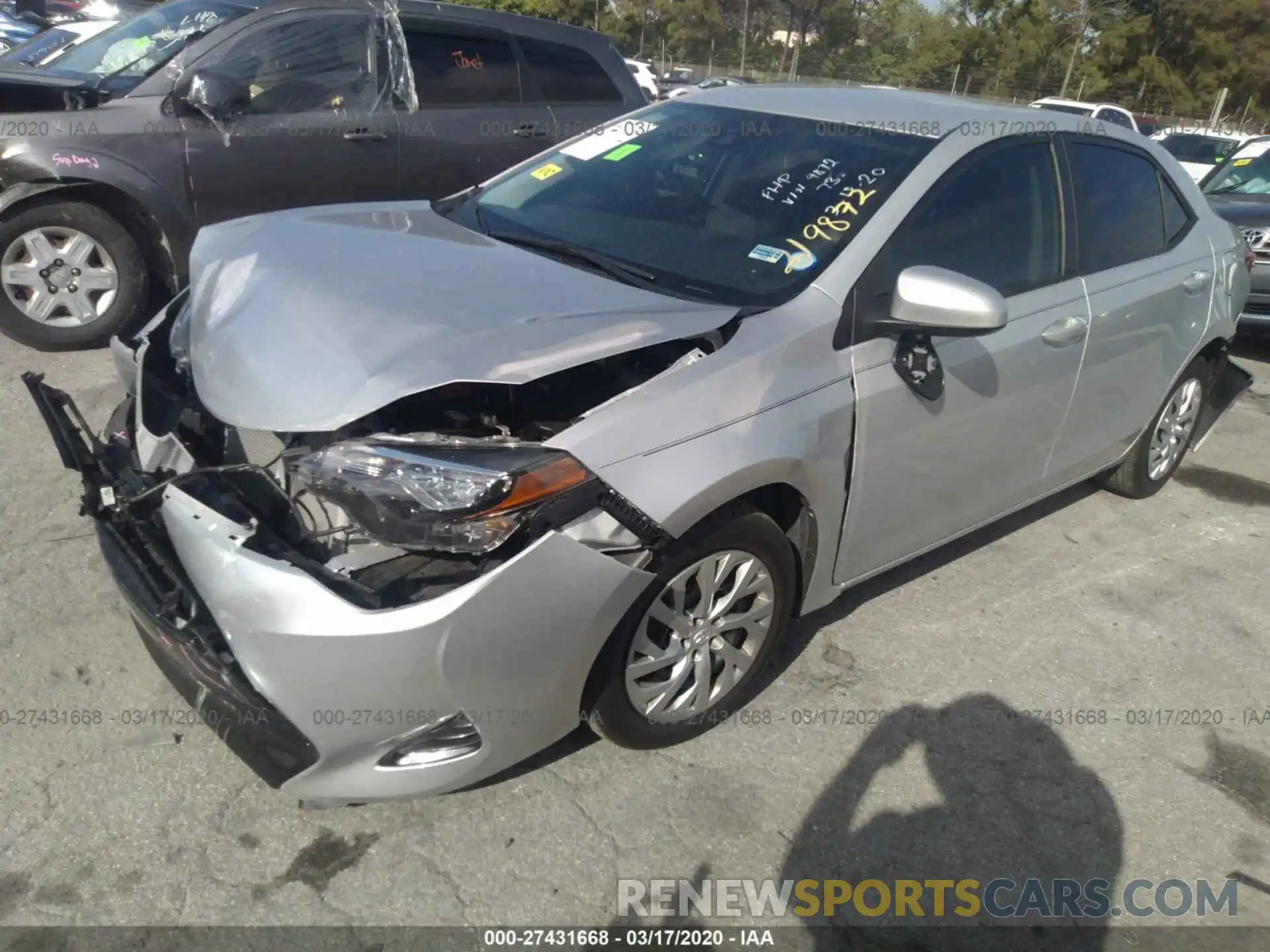 2 Photograph of a damaged car 2T1BURHE7KC219872 TOYOTA COROLLA 2019