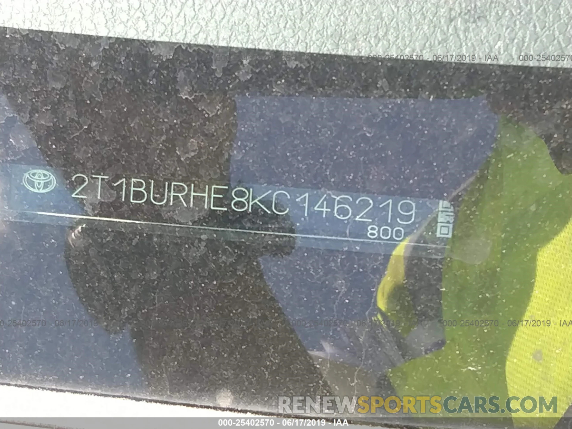 9 Фотография поврежденного автомобиля 2T1BURHE8KC146219 TOYOTA COROLLA 2019