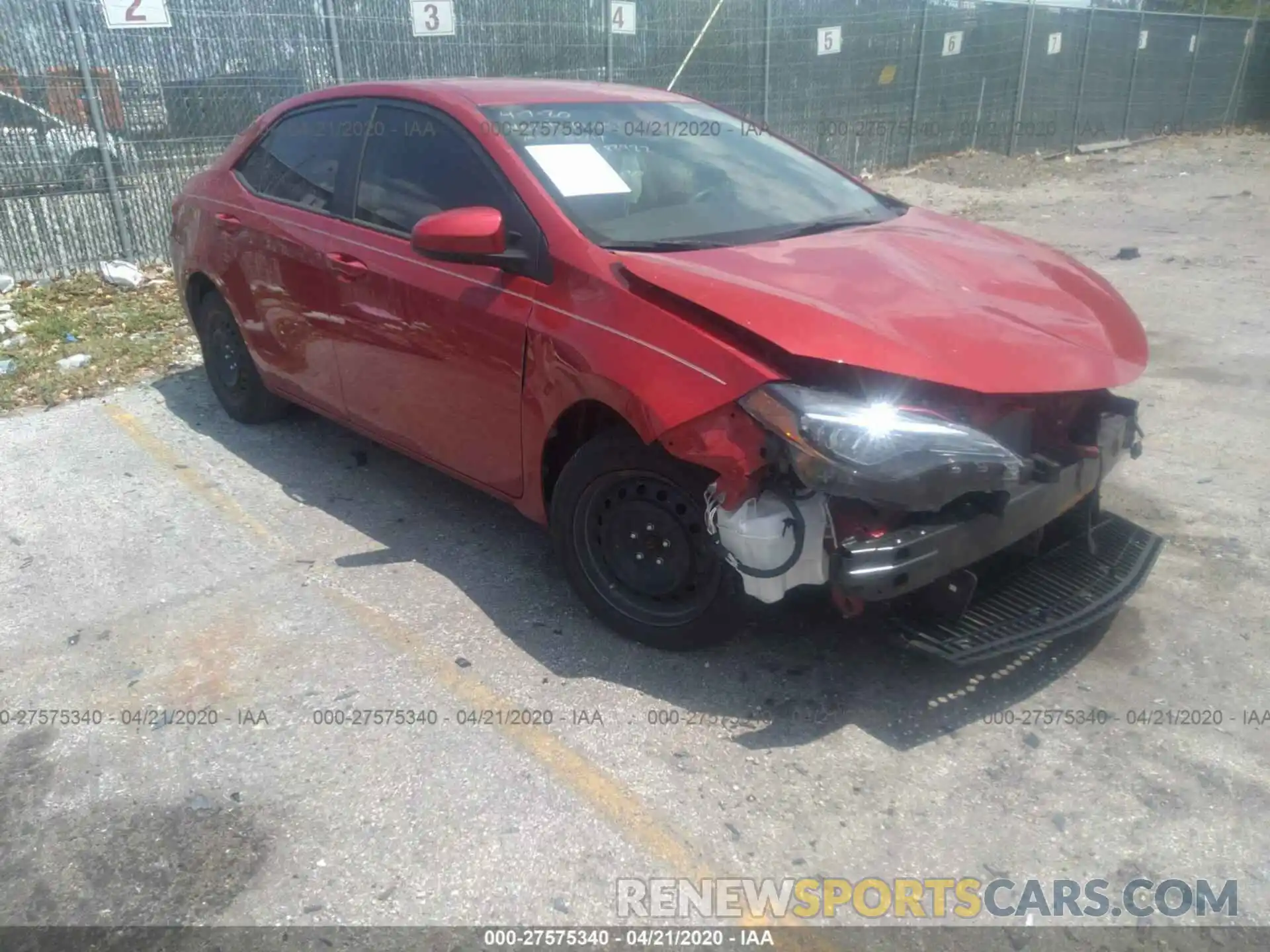 1 Photograph of a damaged car 2T1BURHE8KC199020 TOYOTA COROLLA 2019