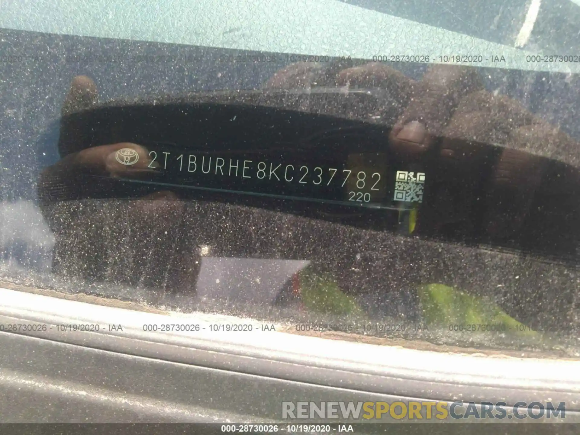 9 Photograph of a damaged car 2T1BURHE8KC237782 TOYOTA COROLLA 2019