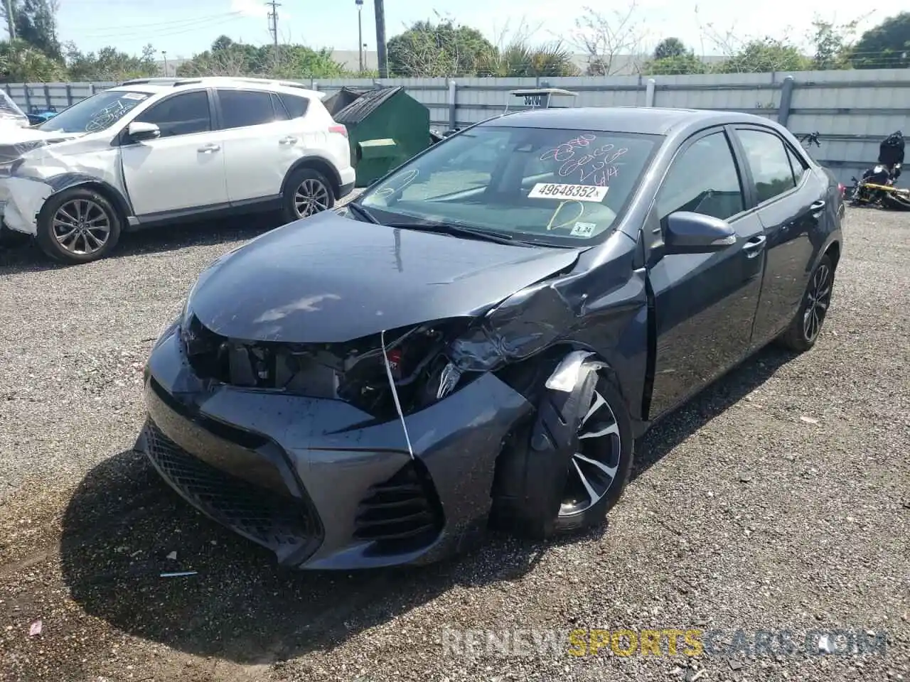 2 Photograph of a damaged car 2T1BURHEXKC143709 TOYOTA COROLLA 2019