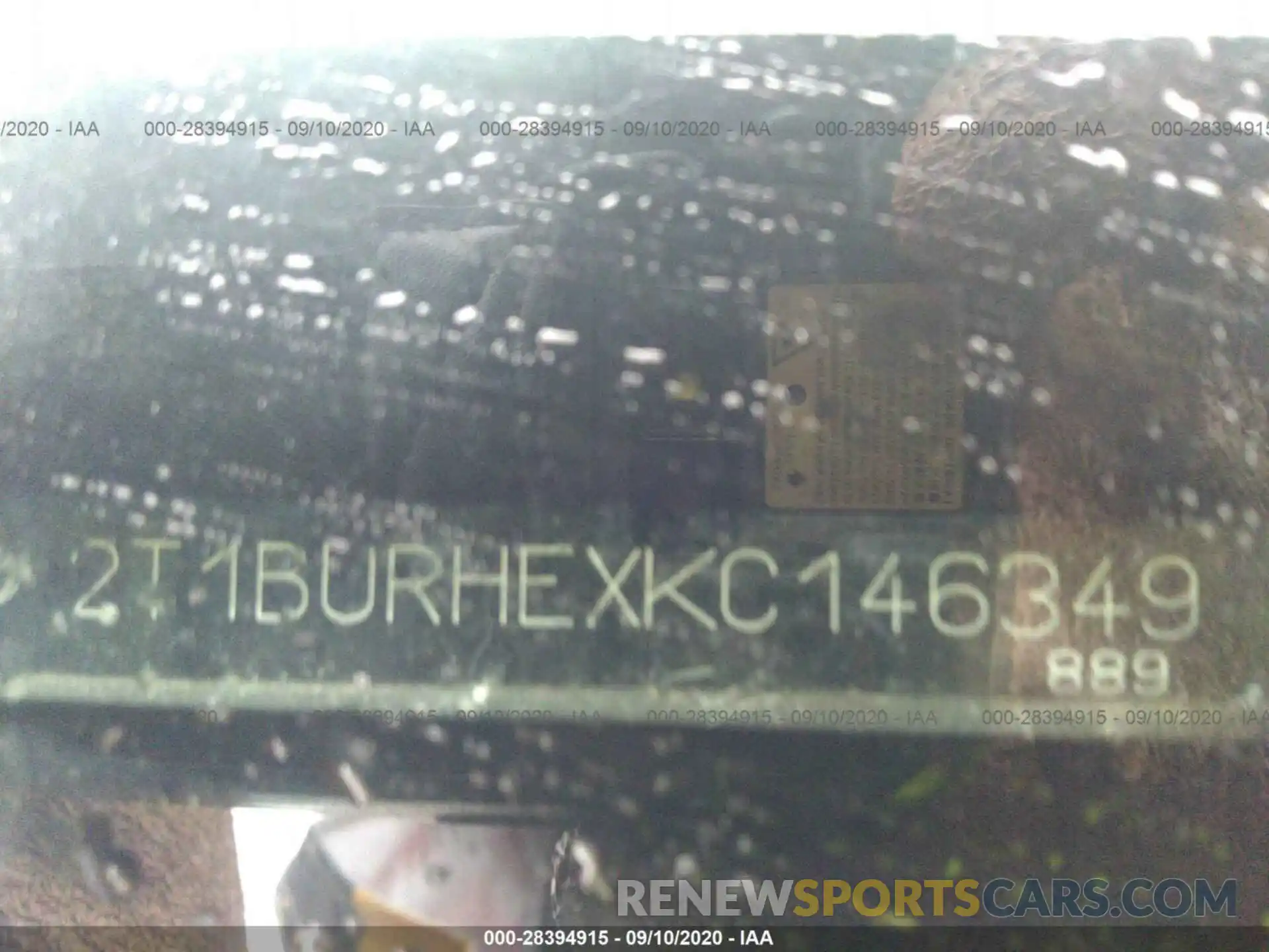 9 Photograph of a damaged car 2T1BURHEXKC146349 TOYOTA COROLLA 2019