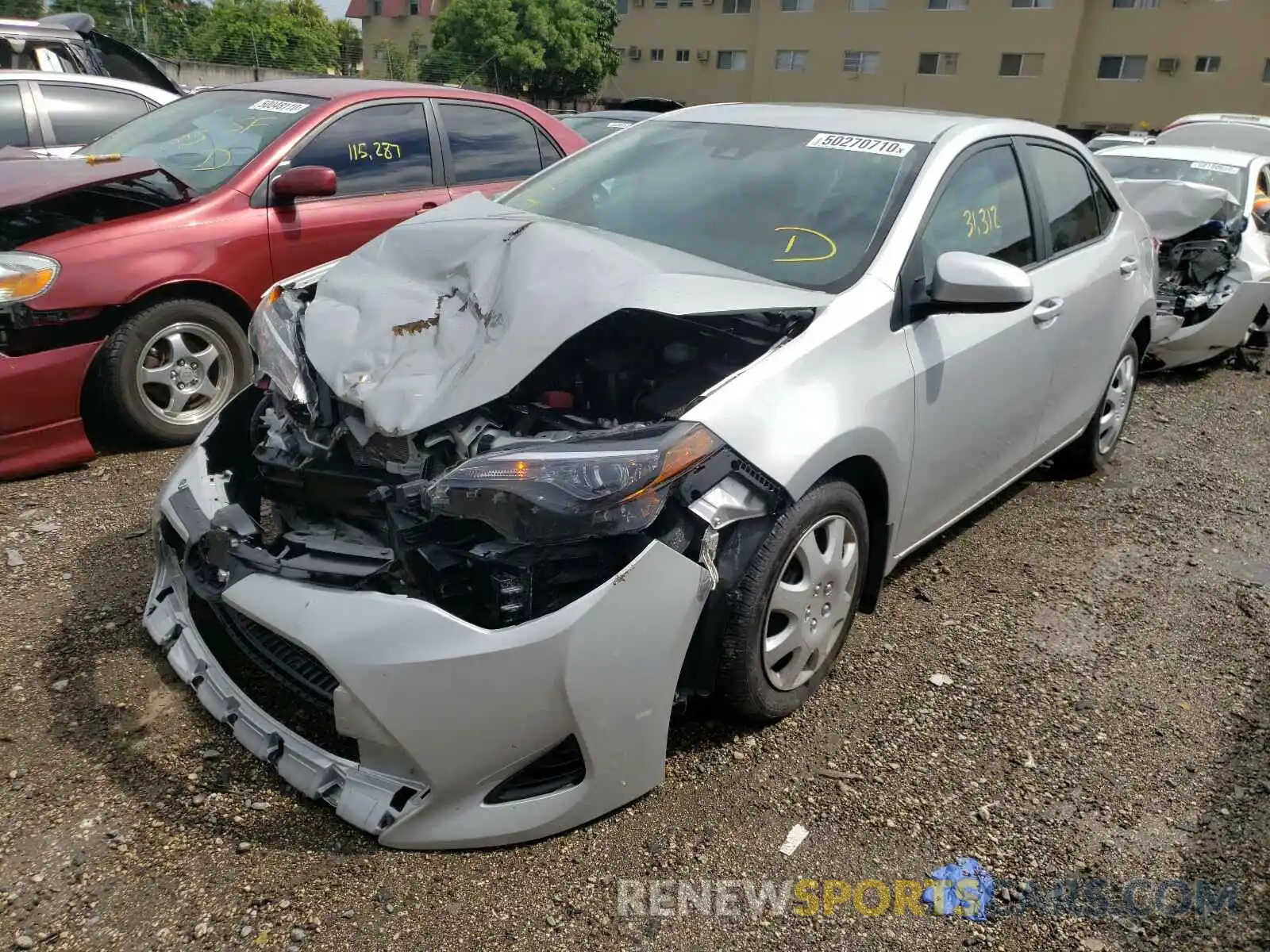 2 Photograph of a damaged car 2T1BURHEXKC191033 TOYOTA COROLLA 2019