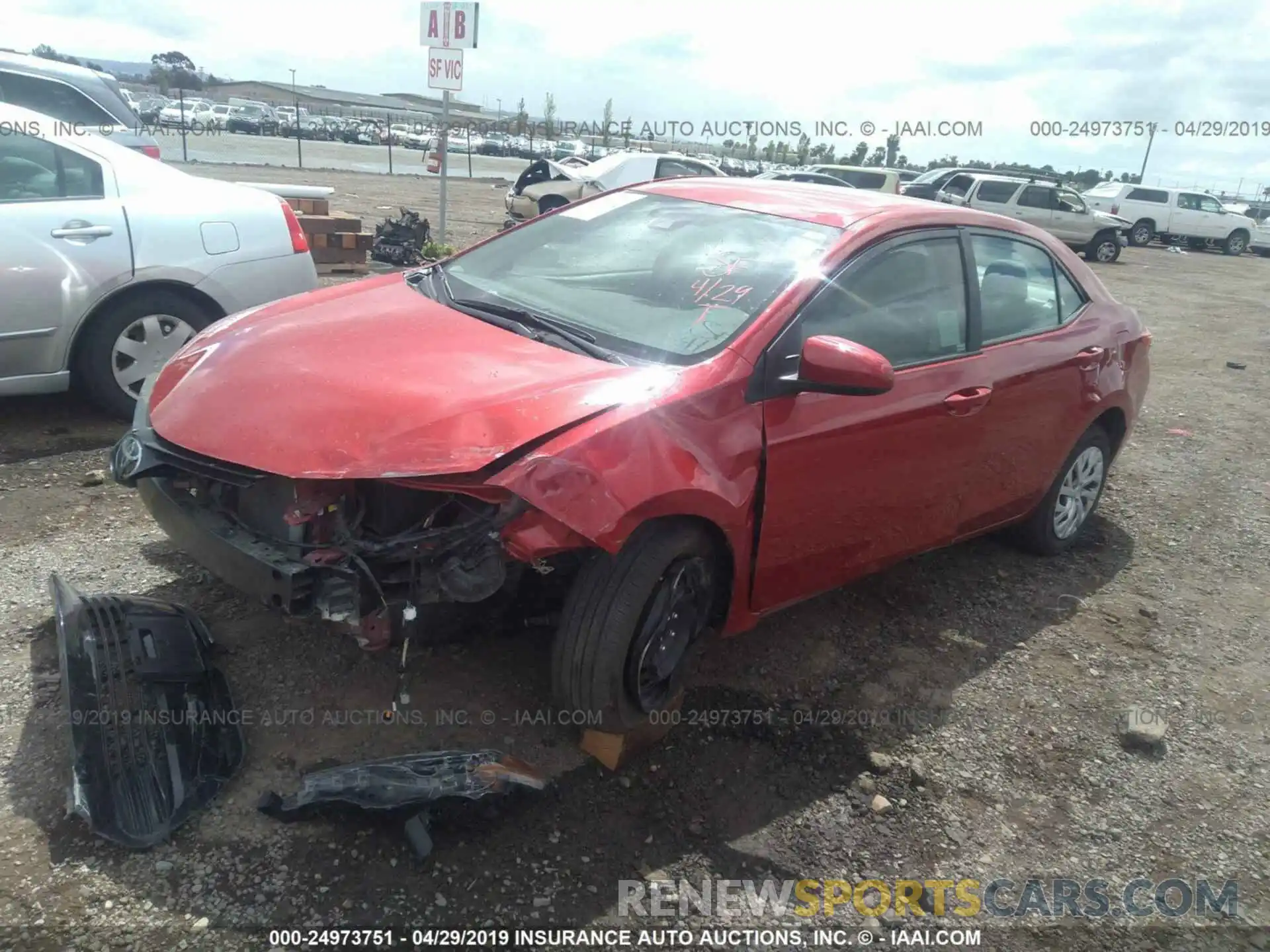 2 Photograph of a damaged car 5YFBURHE0KP914582 TOYOTA COROLLA 2019