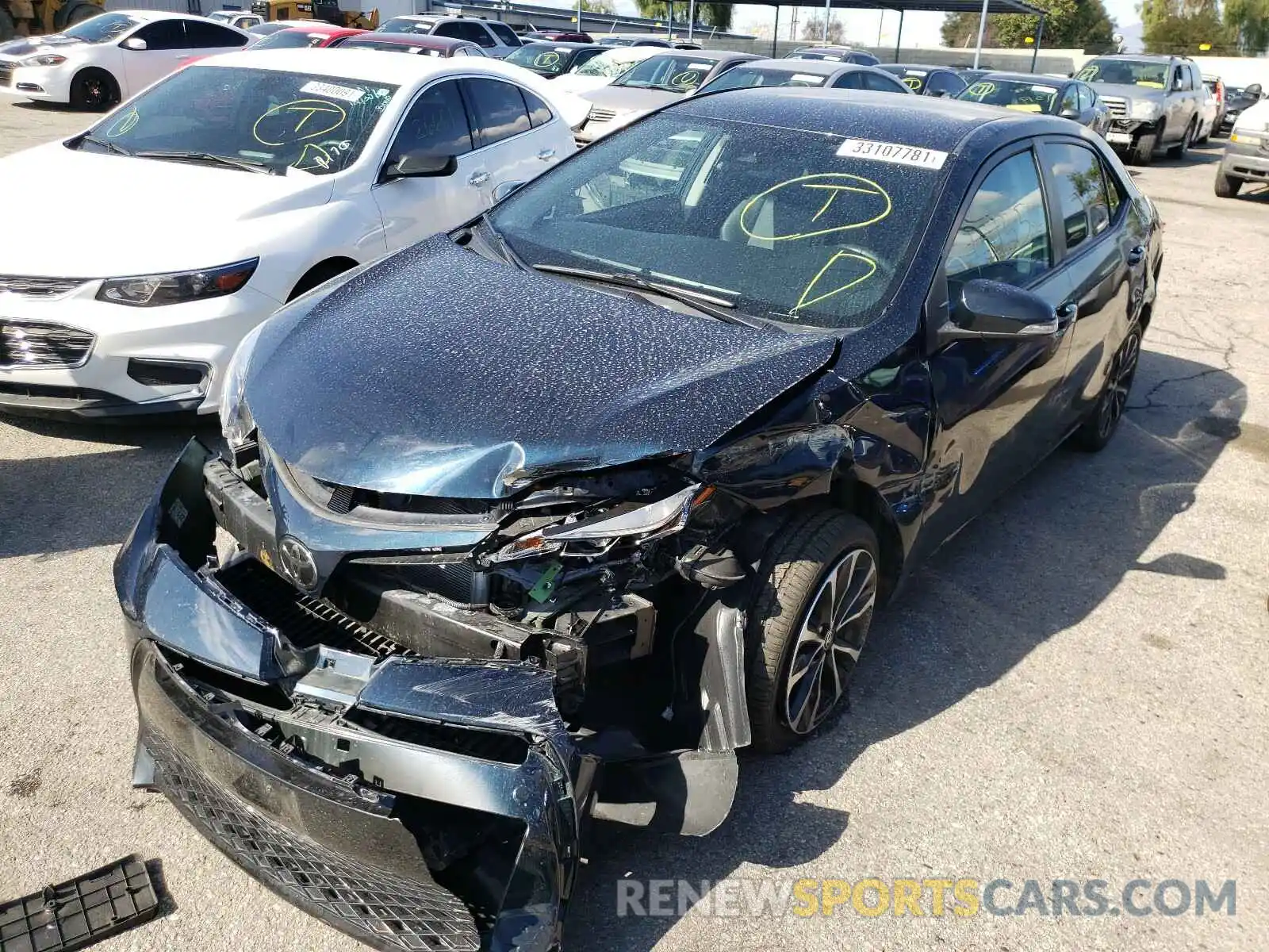 2 Photograph of a damaged car 5YFBURHE0KP923735 TOYOTA COROLLA 2019