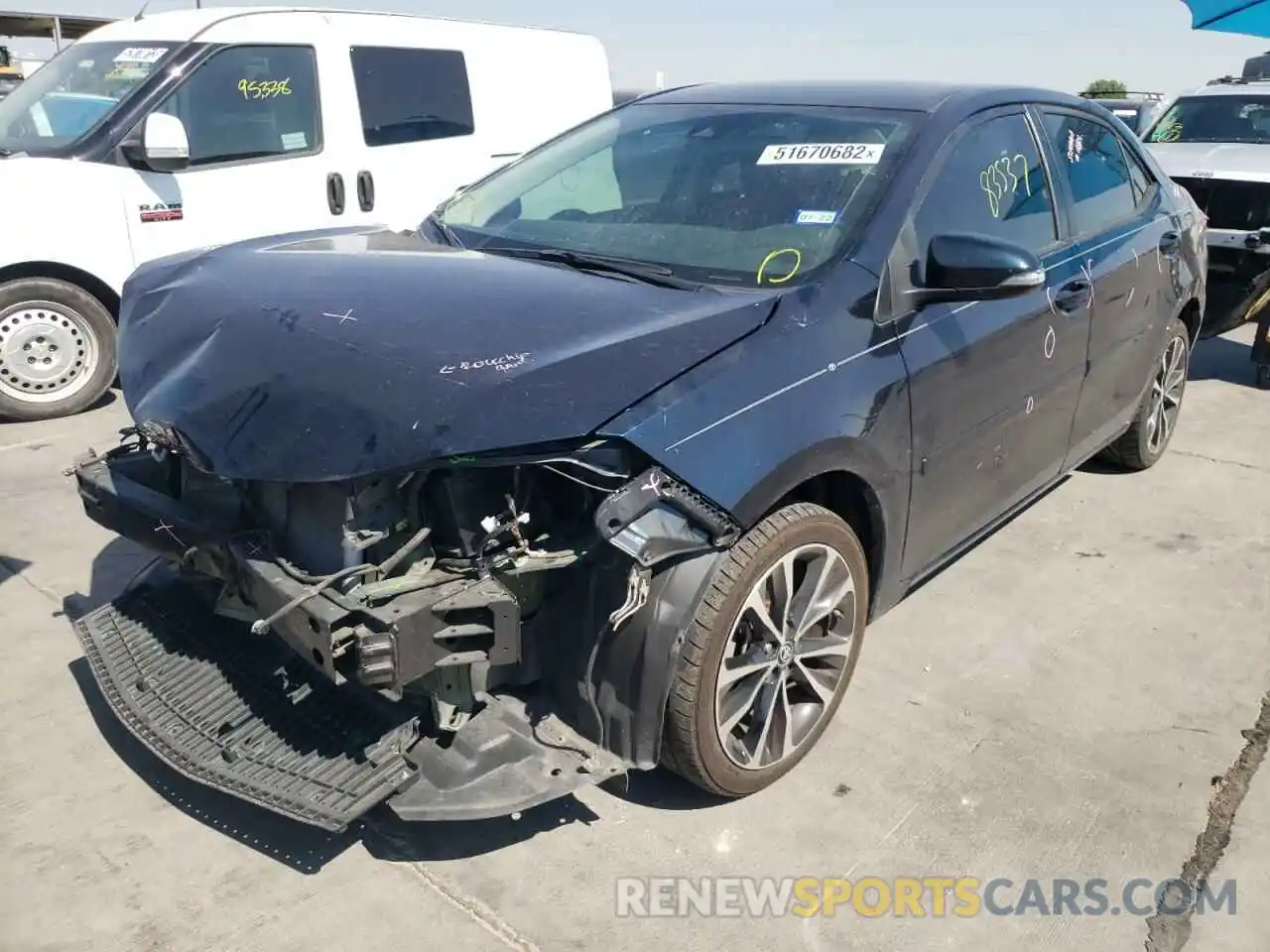 2 Photograph of a damaged car 5YFBURHE1KP865568 TOYOTA COROLLA 2019