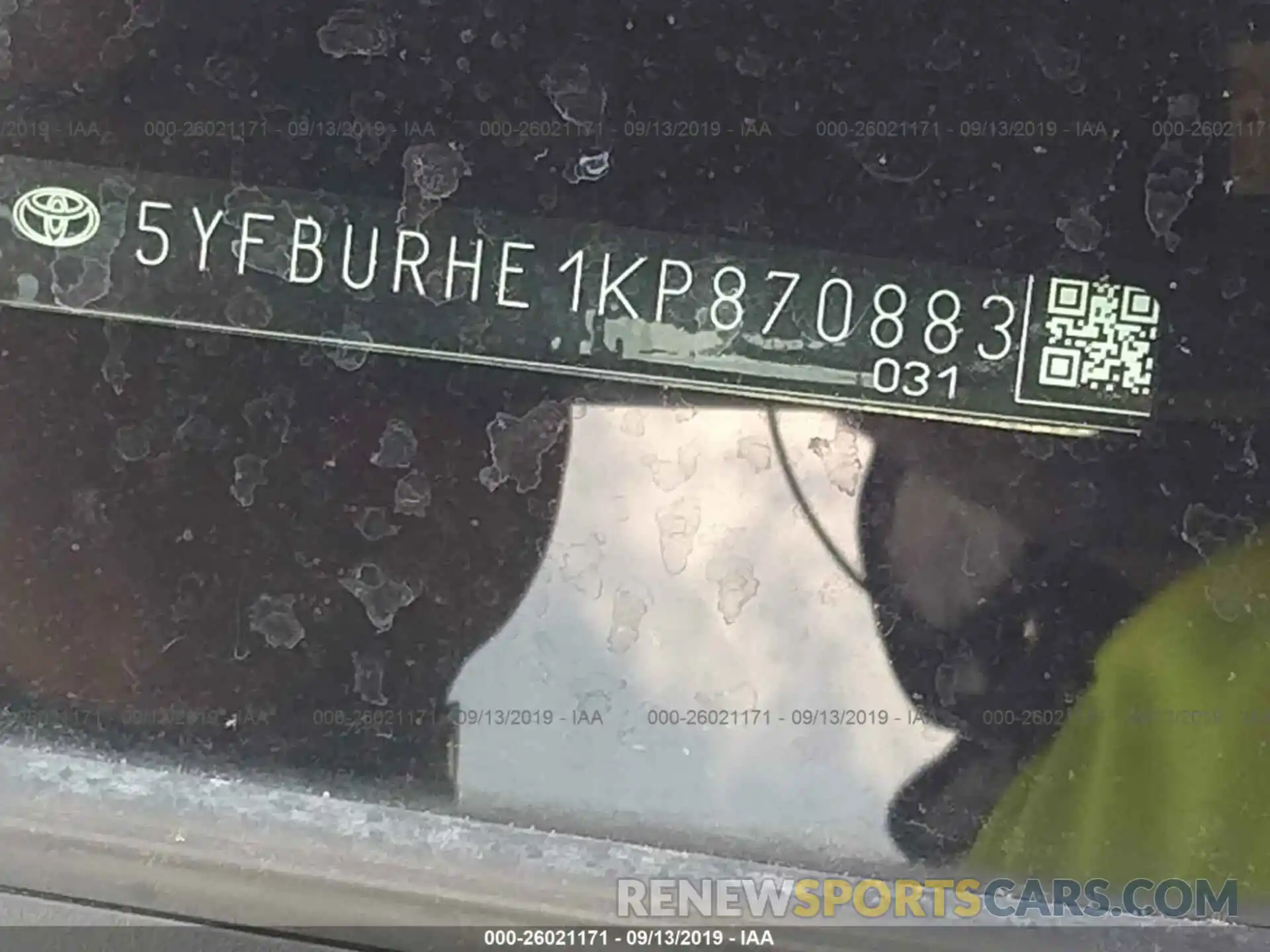 9 Photograph of a damaged car 5YFBURHE1KP870883 TOYOTA COROLLA 2019