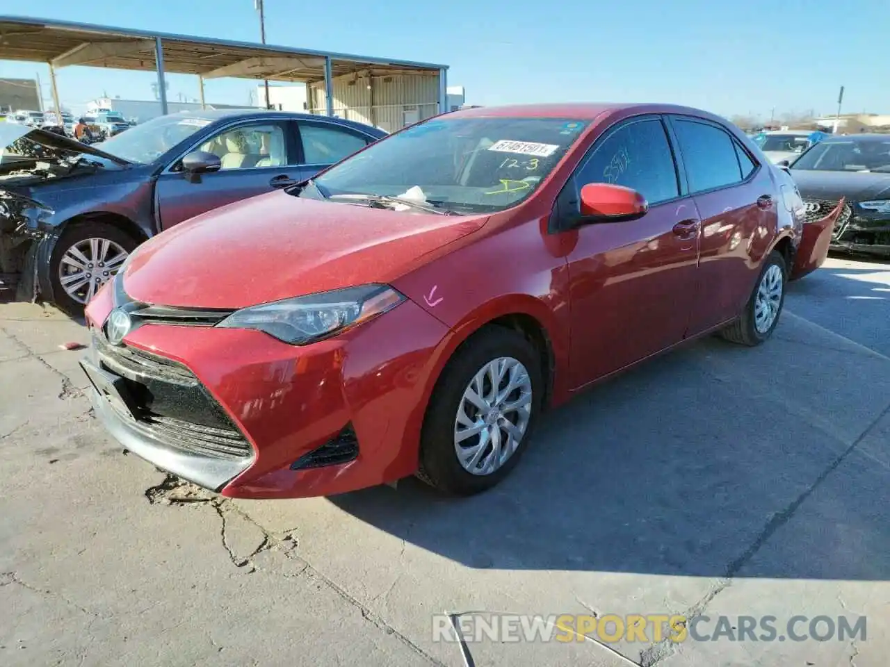 2 Photograph of a damaged car 5YFBURHE1KP872326 TOYOTA COROLLA 2019