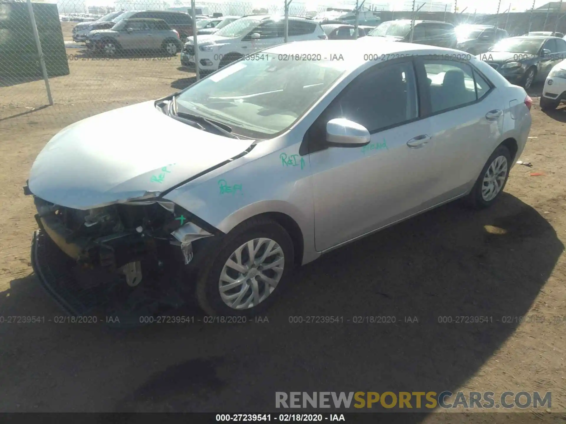 2 Photograph of a damaged car 5YFBURHE1KP874335 TOYOTA COROLLA 2019