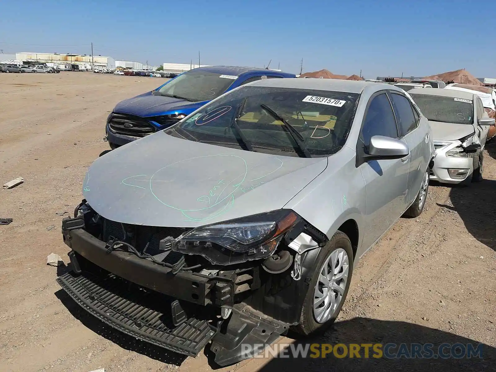 2 Photograph of a damaged car 5YFBURHE1KP875694 TOYOTA COROLLA 2019