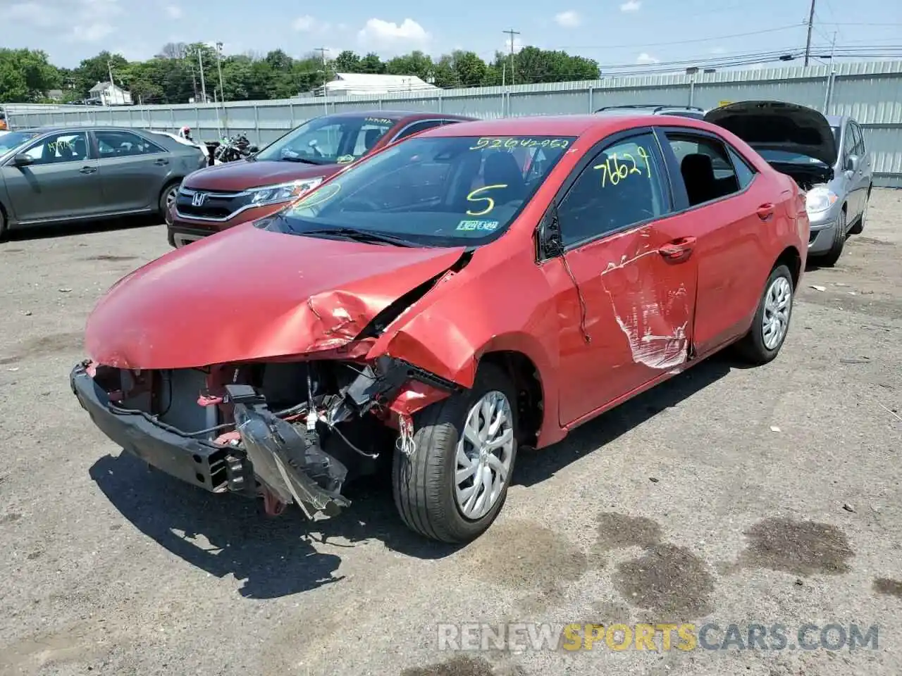 2 Photograph of a damaged car 5YFBURHE1KP913361 TOYOTA COROLLA 2019