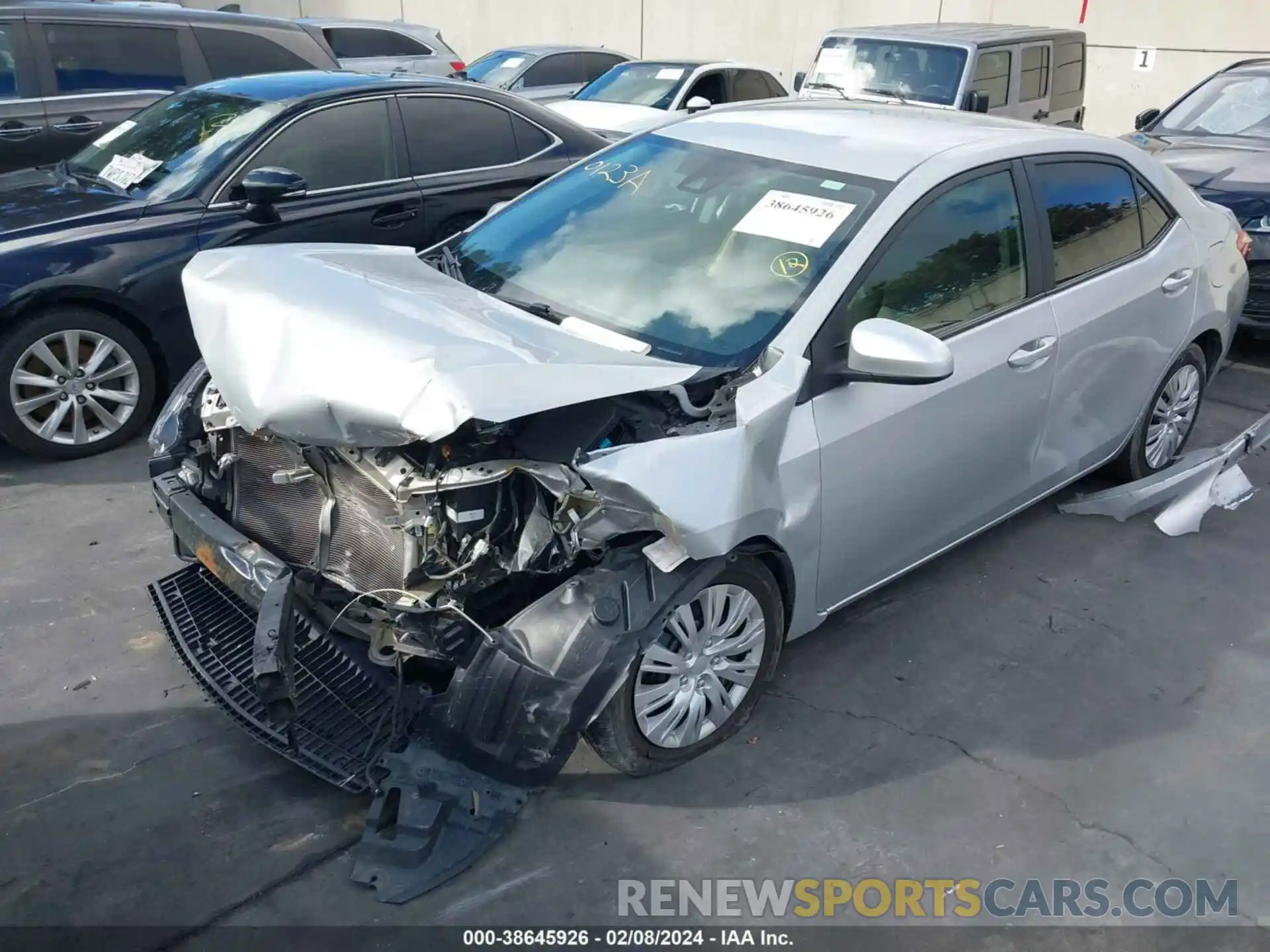 2 Photograph of a damaged car 5YFBURHE1KP915739 TOYOTA COROLLA 2019