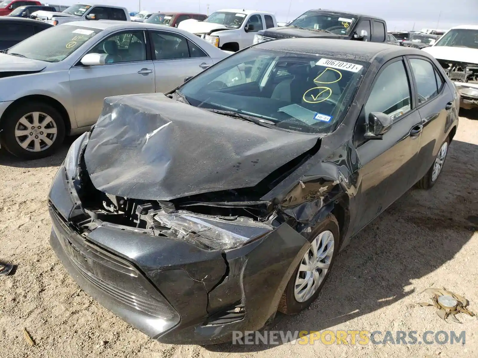 2 Photograph of a damaged car 5YFBURHE1KP929074 TOYOTA COROLLA 2019