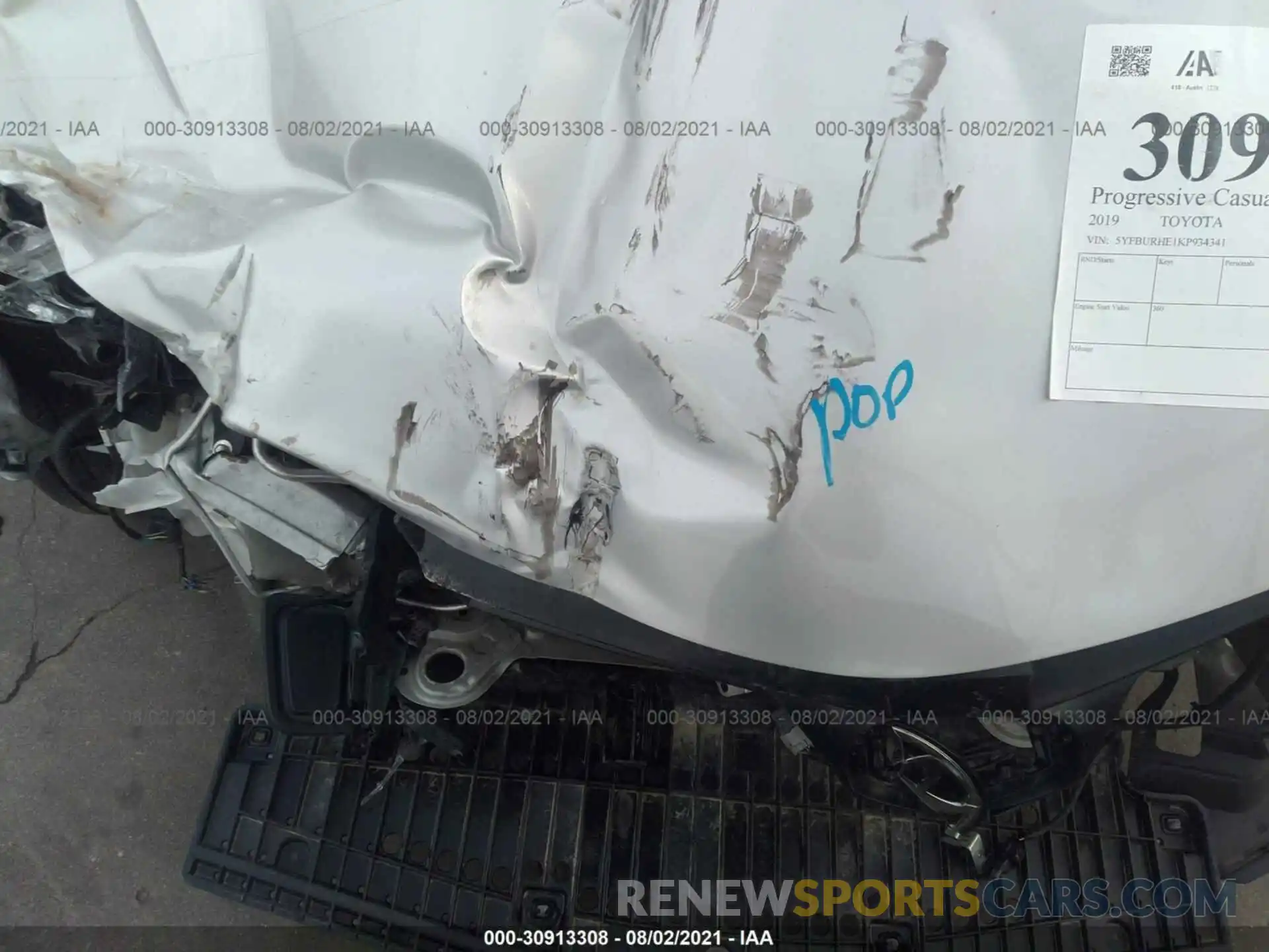 10 Photograph of a damaged car 5YFBURHE1KP934341 TOYOTA COROLLA 2019