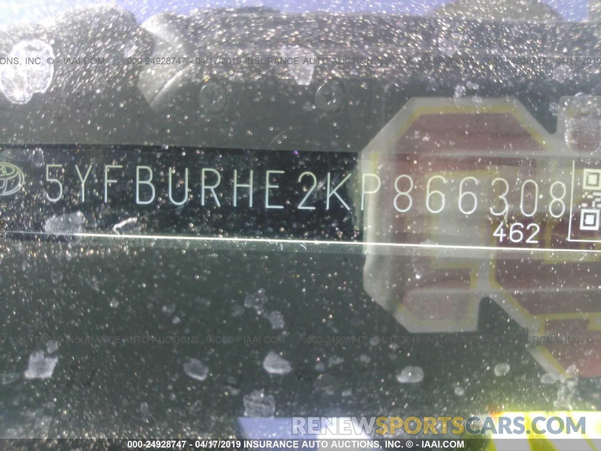 9 Photograph of a damaged car 5YFBURHE2KP866308 TOYOTA COROLLA 2019