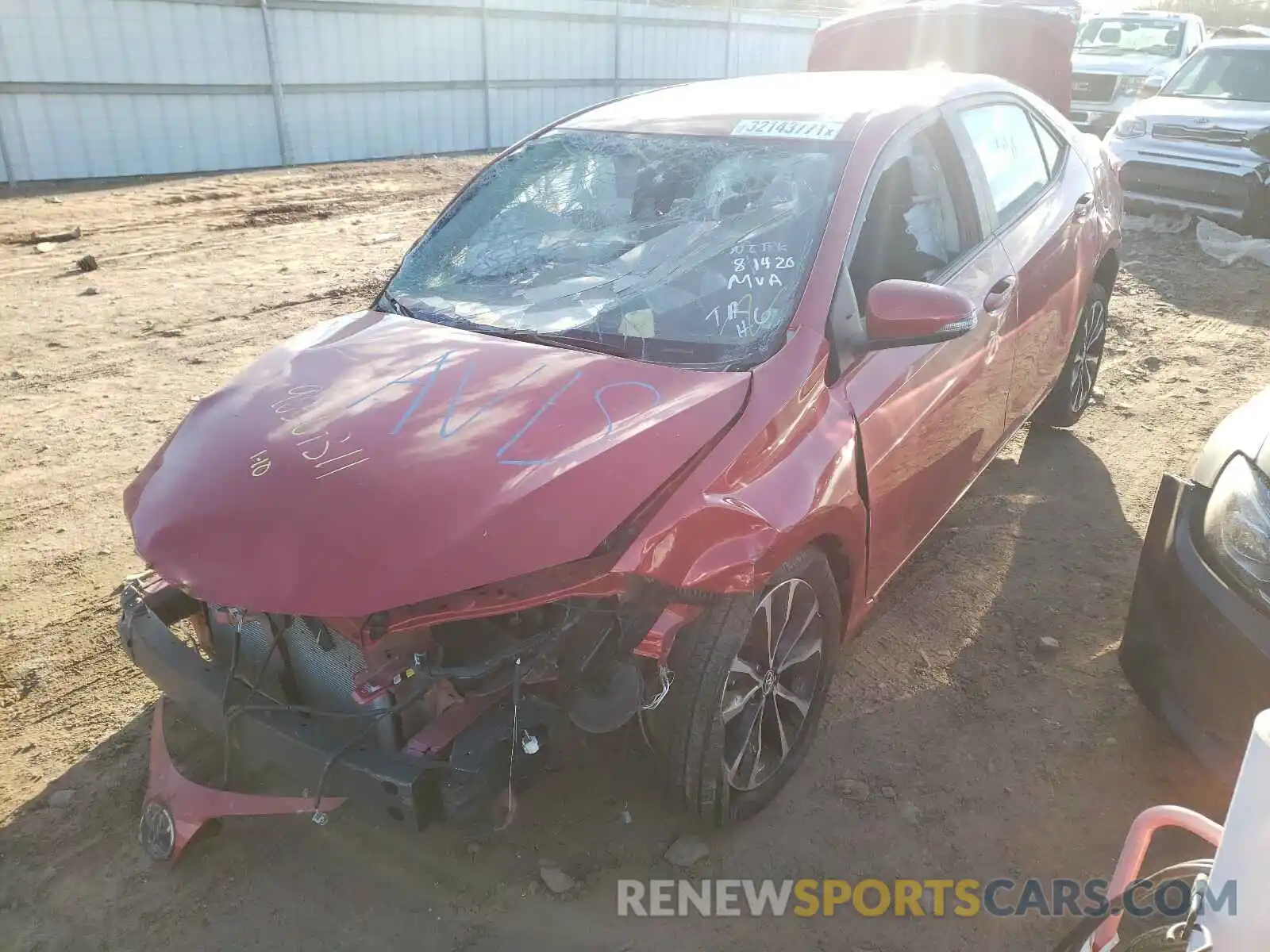 2 Photograph of a damaged car 5YFBURHE2KP928158 TOYOTA COROLLA 2019