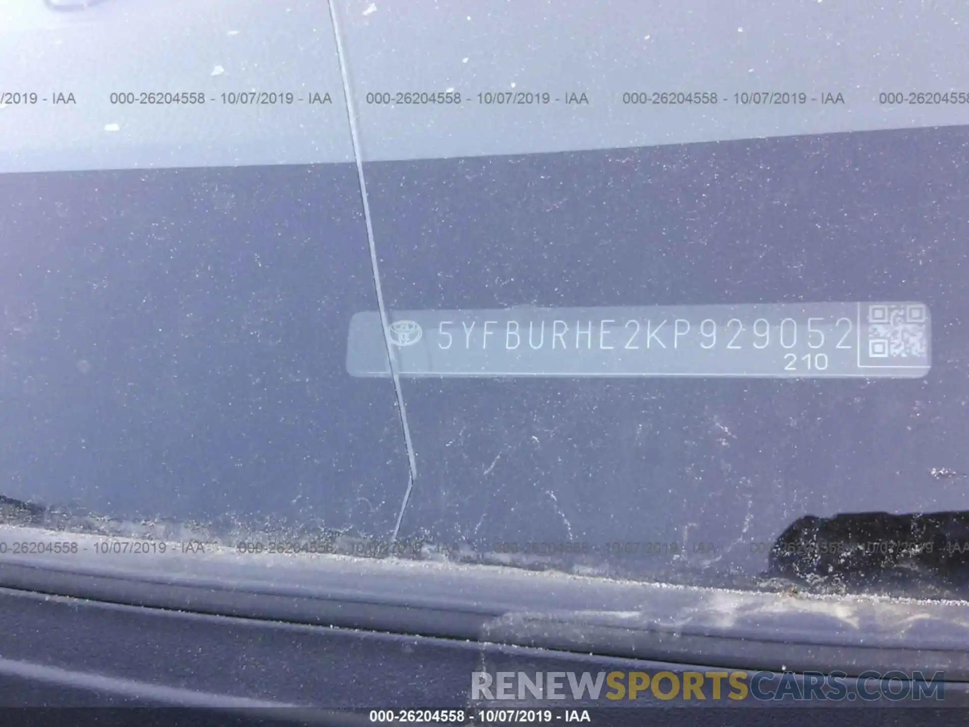 7 Photograph of a damaged car 5YFBURHE2KP929052 TOYOTA COROLLA 2019