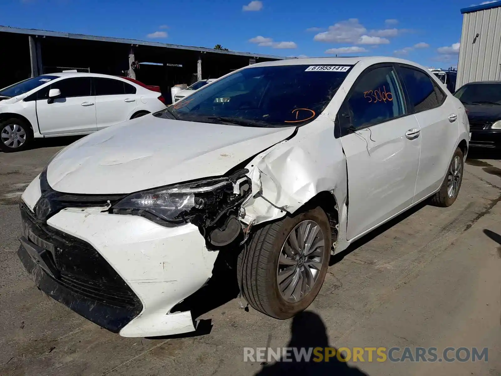 2 Photograph of a damaged car 5YFBURHE3KP869086 TOYOTA COROLLA 2019