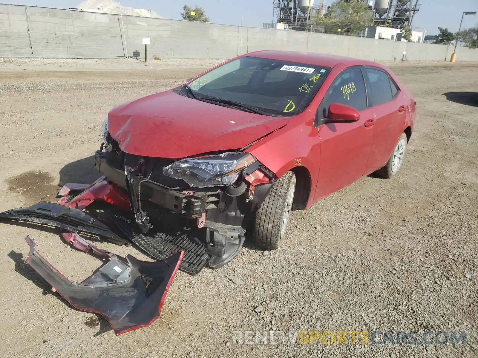 2 Photograph of a damaged car 5YFBURHE3KP874725 TOYOTA COROLLA 2019