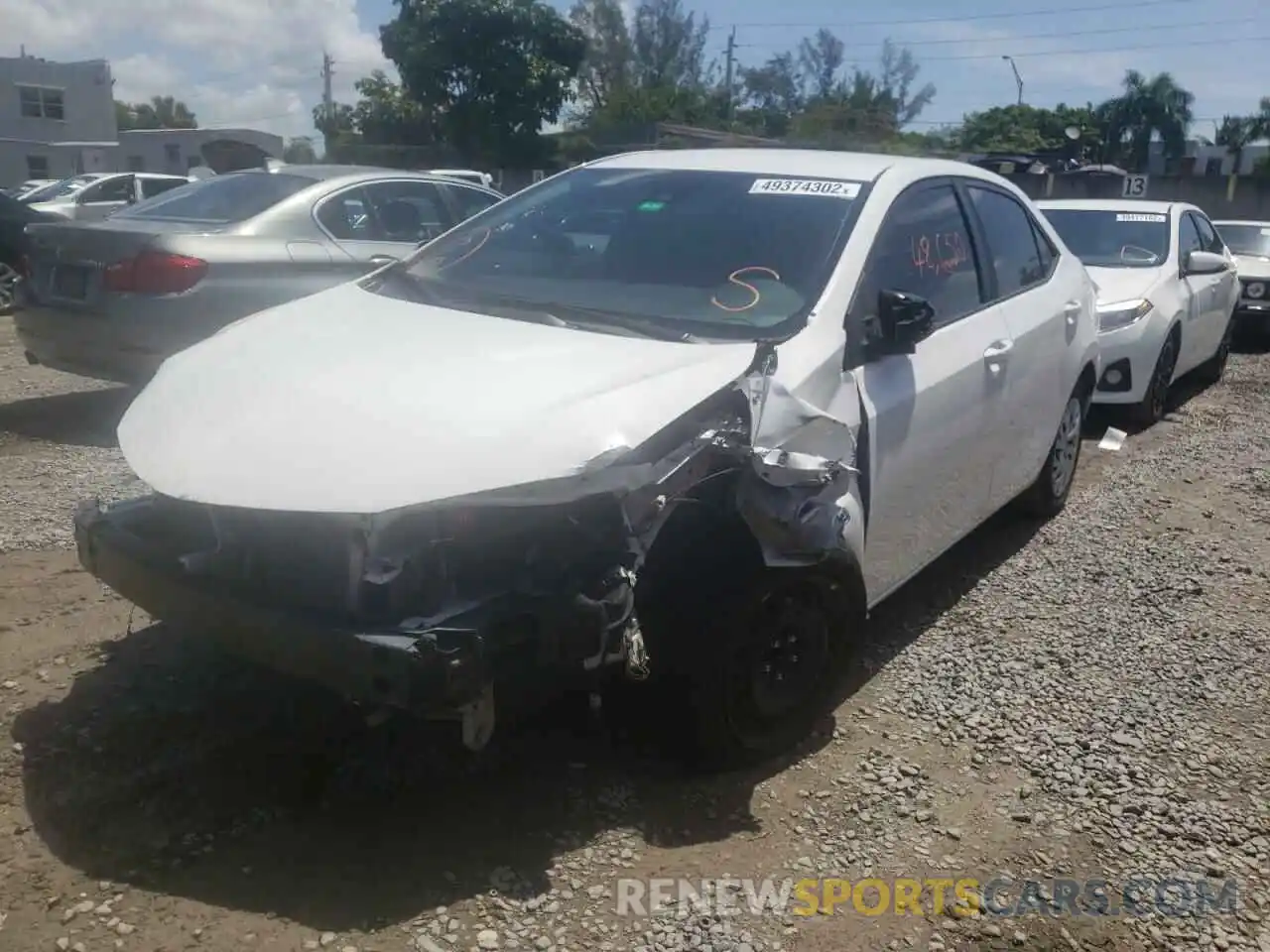 2 Photograph of a damaged car 5YFBURHE3KP909196 TOYOTA COROLLA 2019